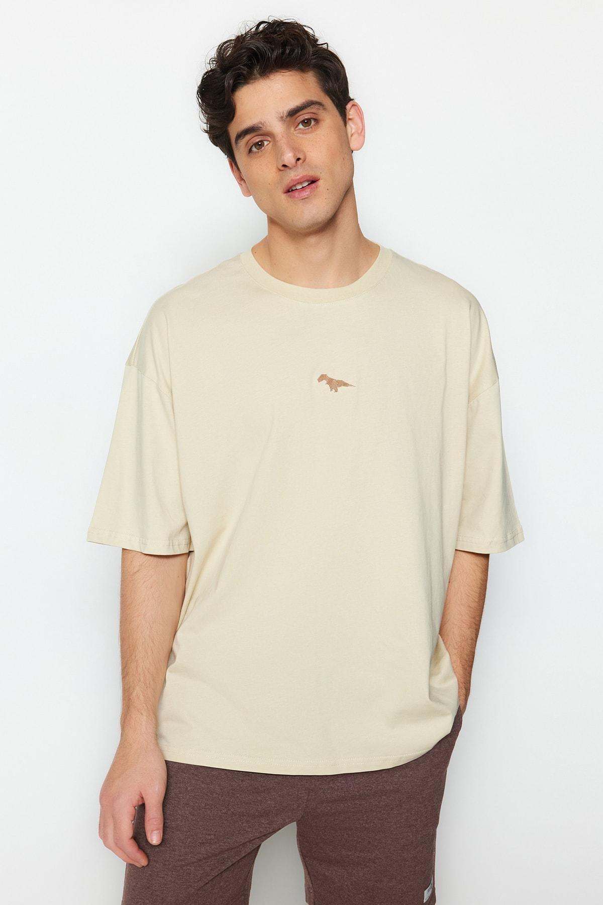 Grey Oversize Crew Neck T-Shirt, , medium