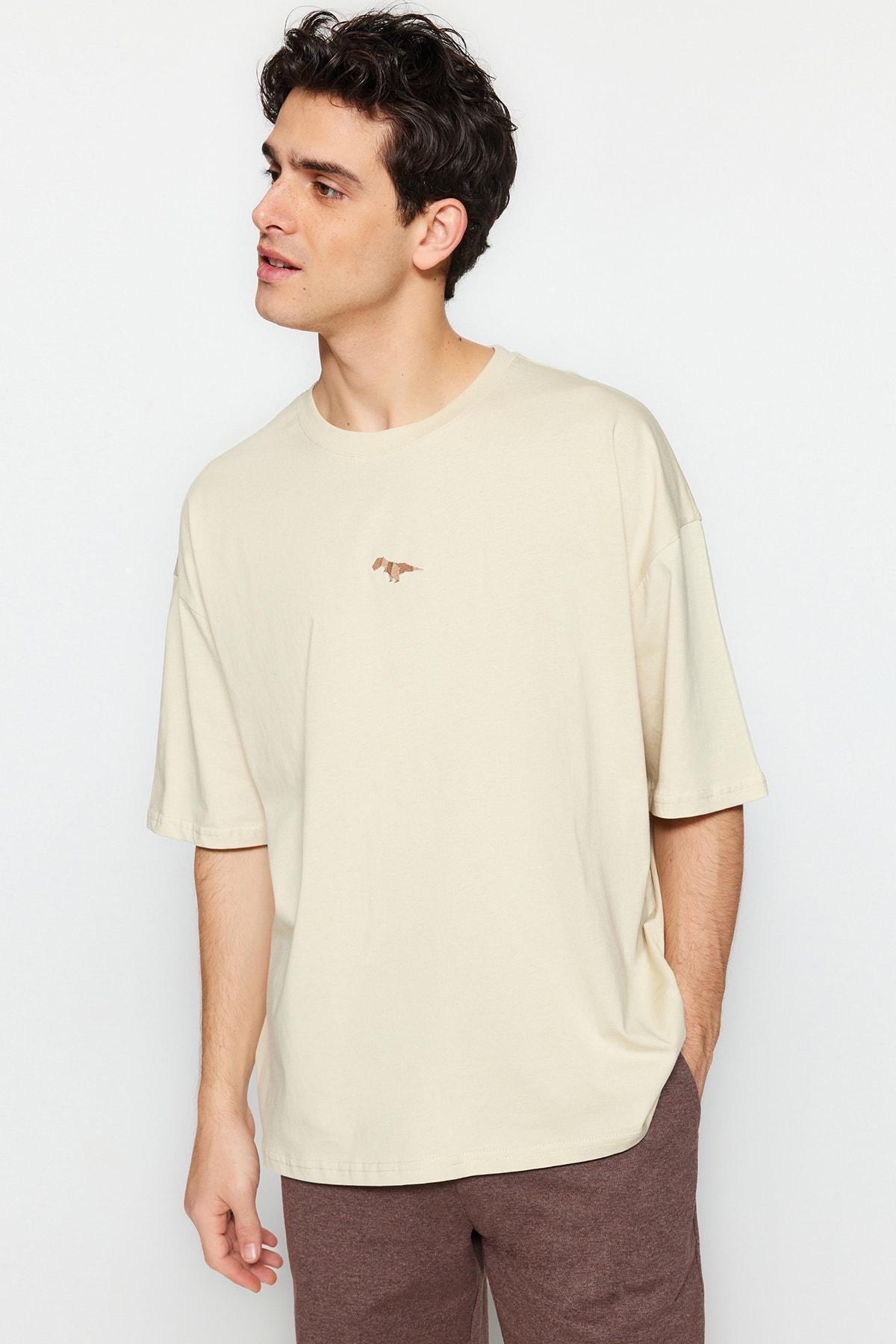 Grey Oversize Crew Neck T-Shirt, , large image number 1