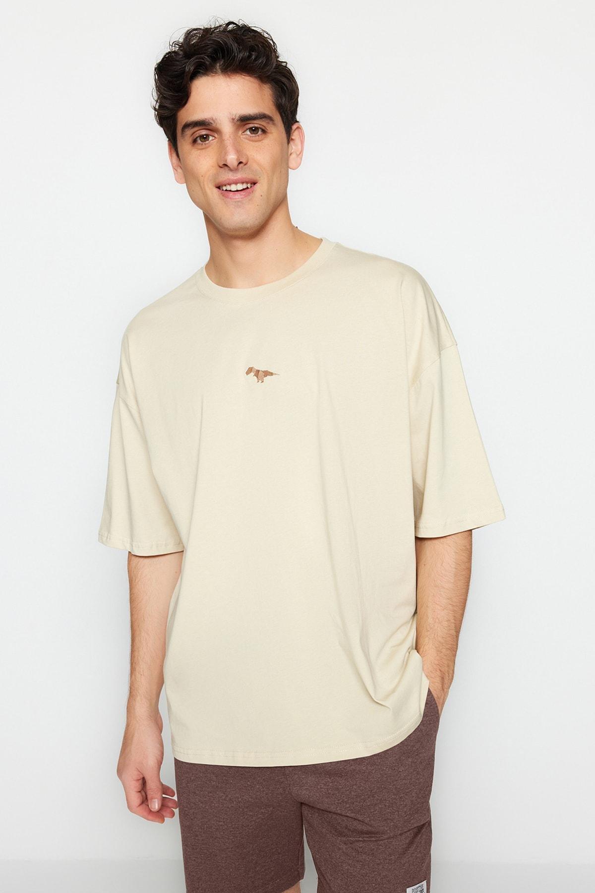 Grey Oversize Crew Neck T-Shirt, , large image number 3
