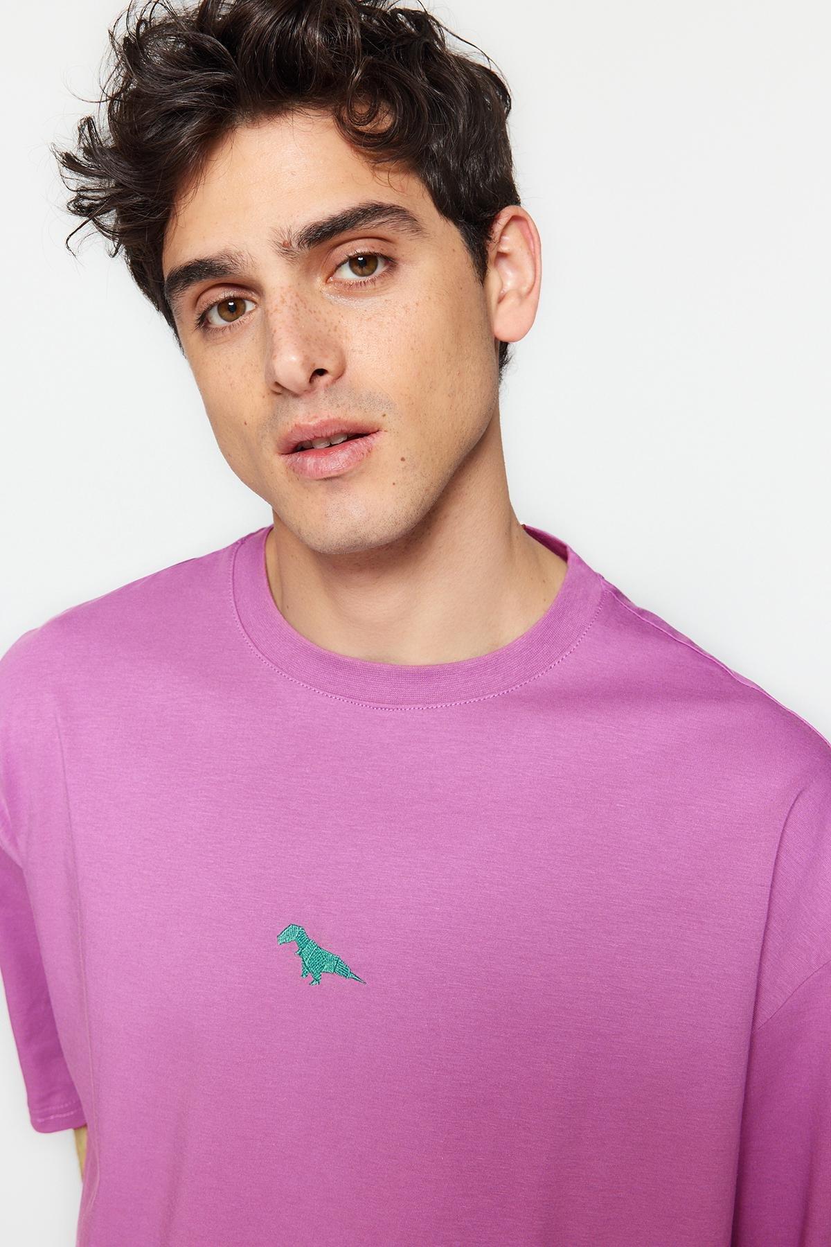 Purple Oversized Crew Neck T-Shirt, , large image number 0