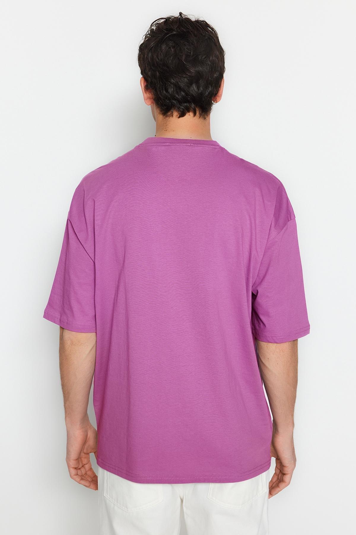 Purple Oversized Crew Neck T-Shirt, , large image number 2