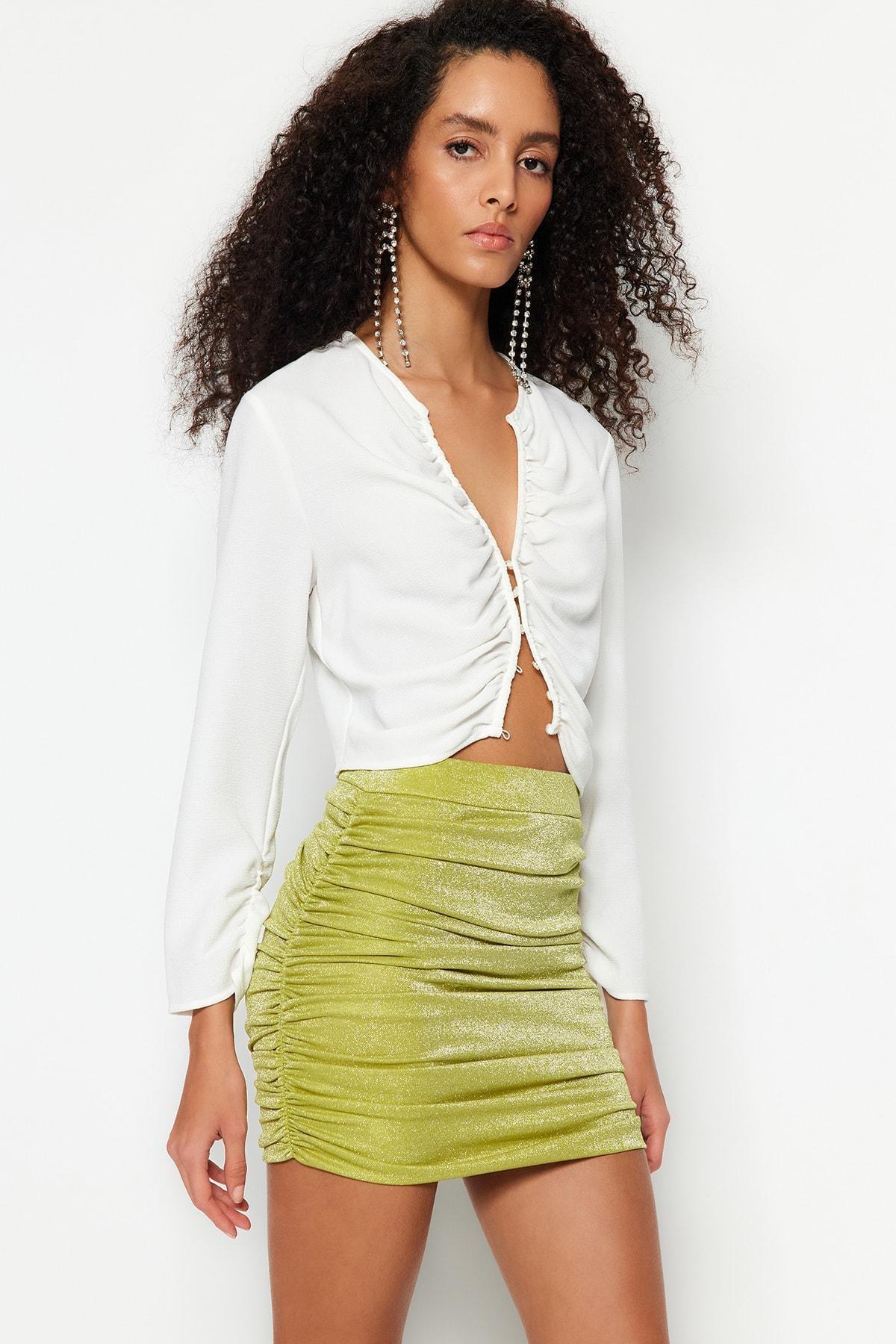 Trendyol - Green Fitted Pencil Mini Skirt