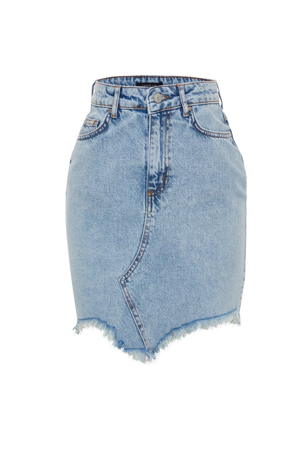 Blue A-Line Mini Skirt, , large image number 5