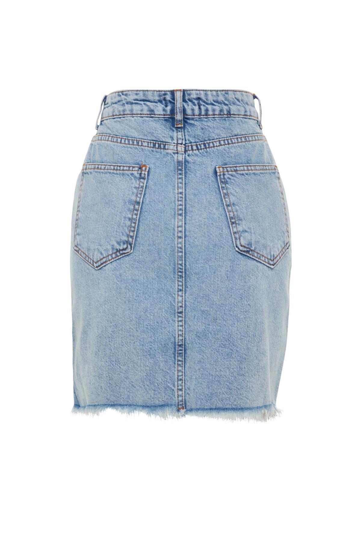 Blue A-Line Mini Skirt, , large image number 6