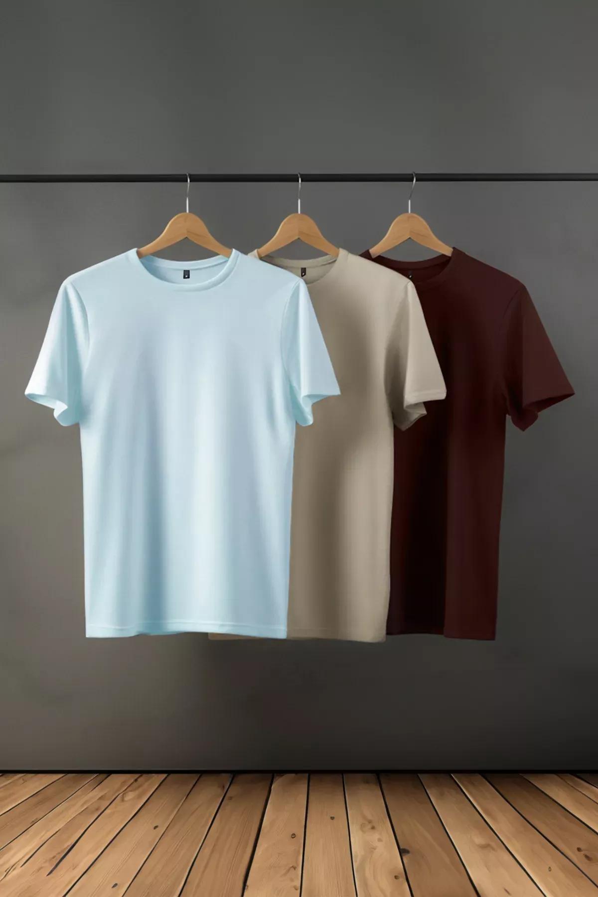 Multicolour Short Sleeved T-Shirt ,Set Of 3, Brown-Stone, large image number 0
