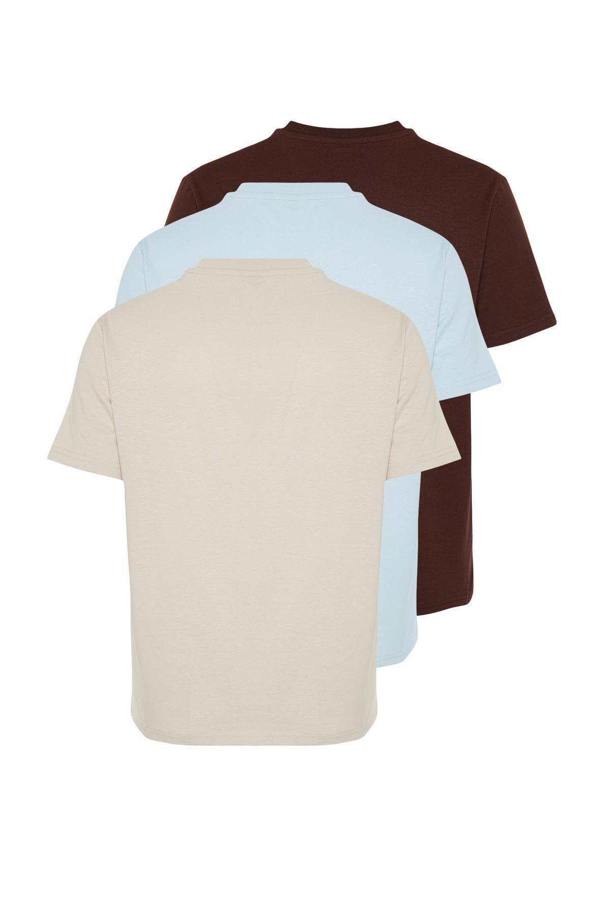 Multicolour Short Sleeved T-Shirt ,Set Of 3, Brown-Stone, large image number 2