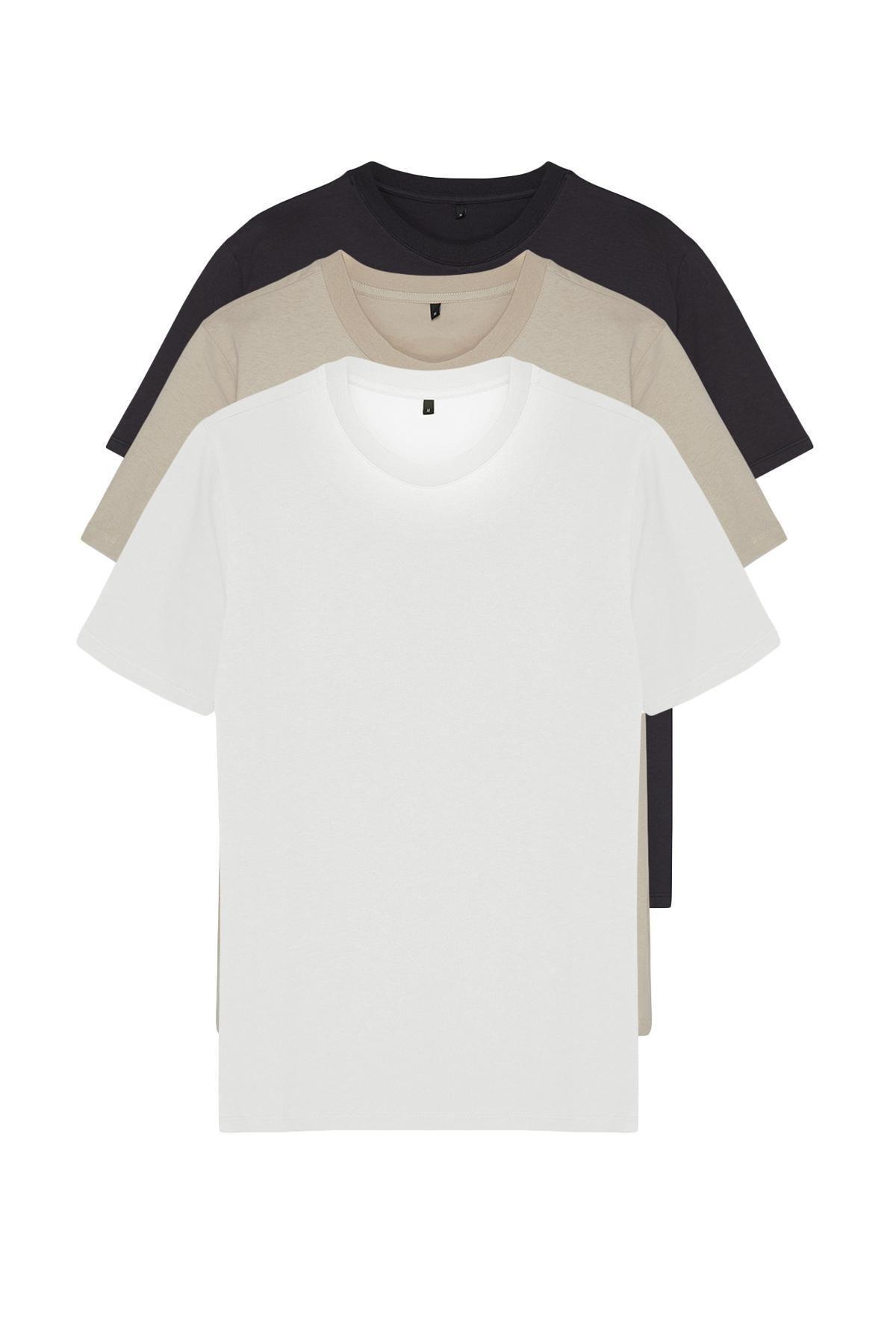 Multicolour Slim Fit T-Shirt, Set Of 3, , large image number 1