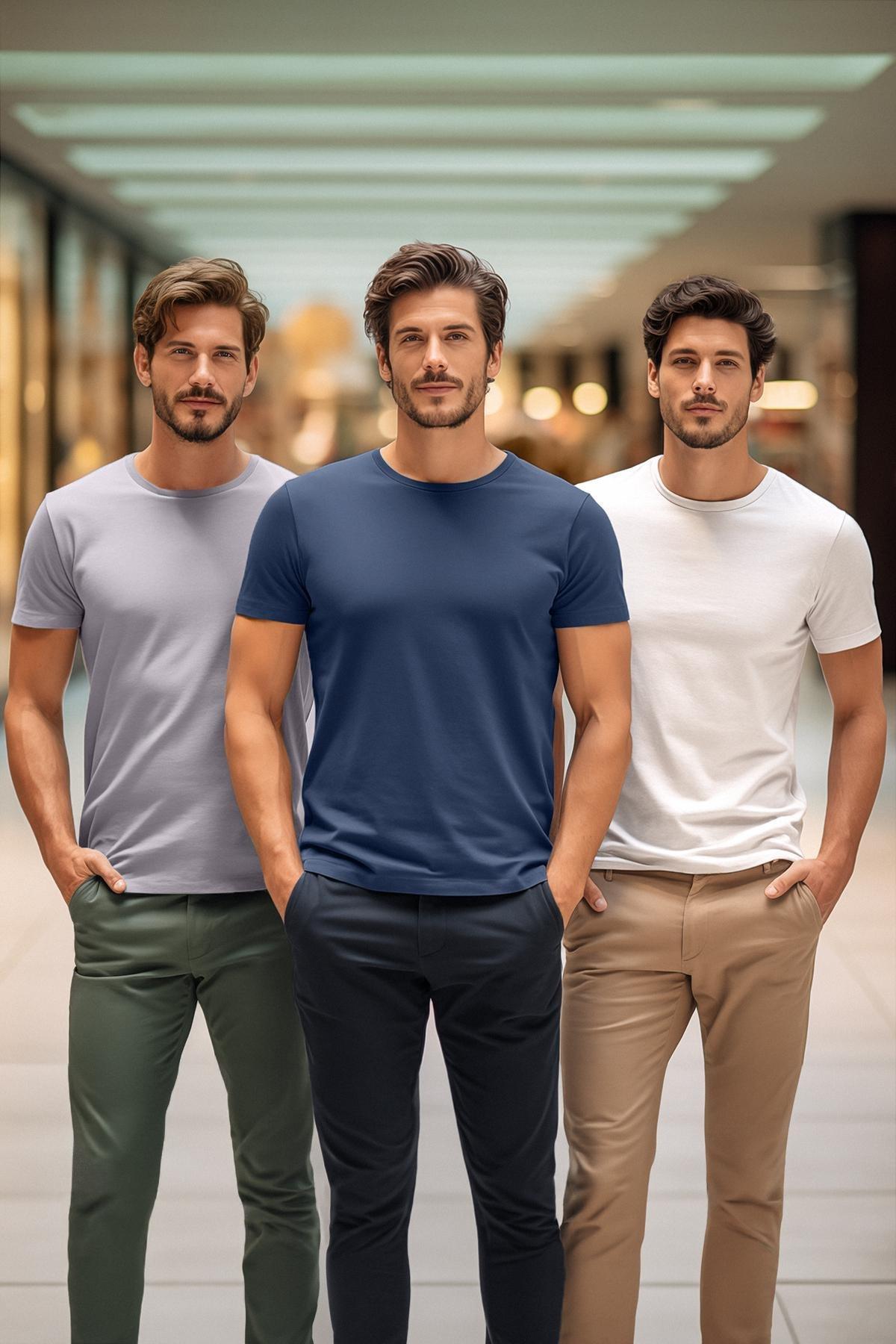 Multicolour Slim Fit T-Shirt, Set Of 3, , large image number 0