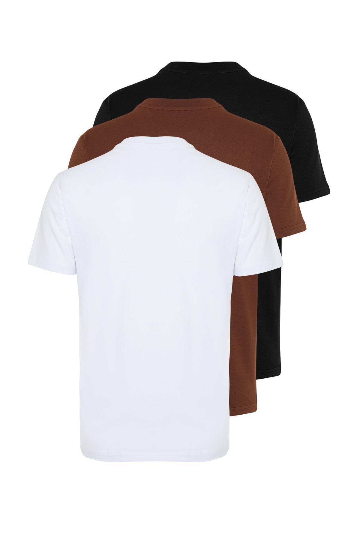 Multicolour Short Sleeved T-Shirt ,Set Of 3, Black-Brown, large image number 2