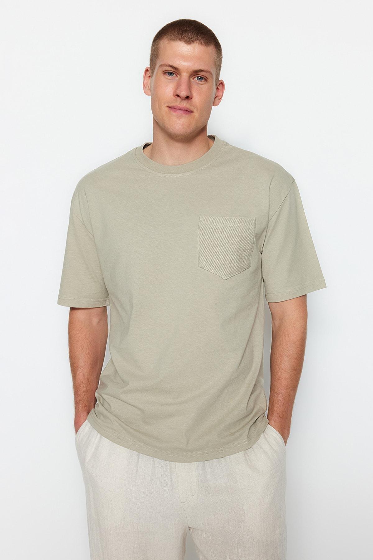 Trendyol - Grey Relaxed Crew Neck T-Shirt