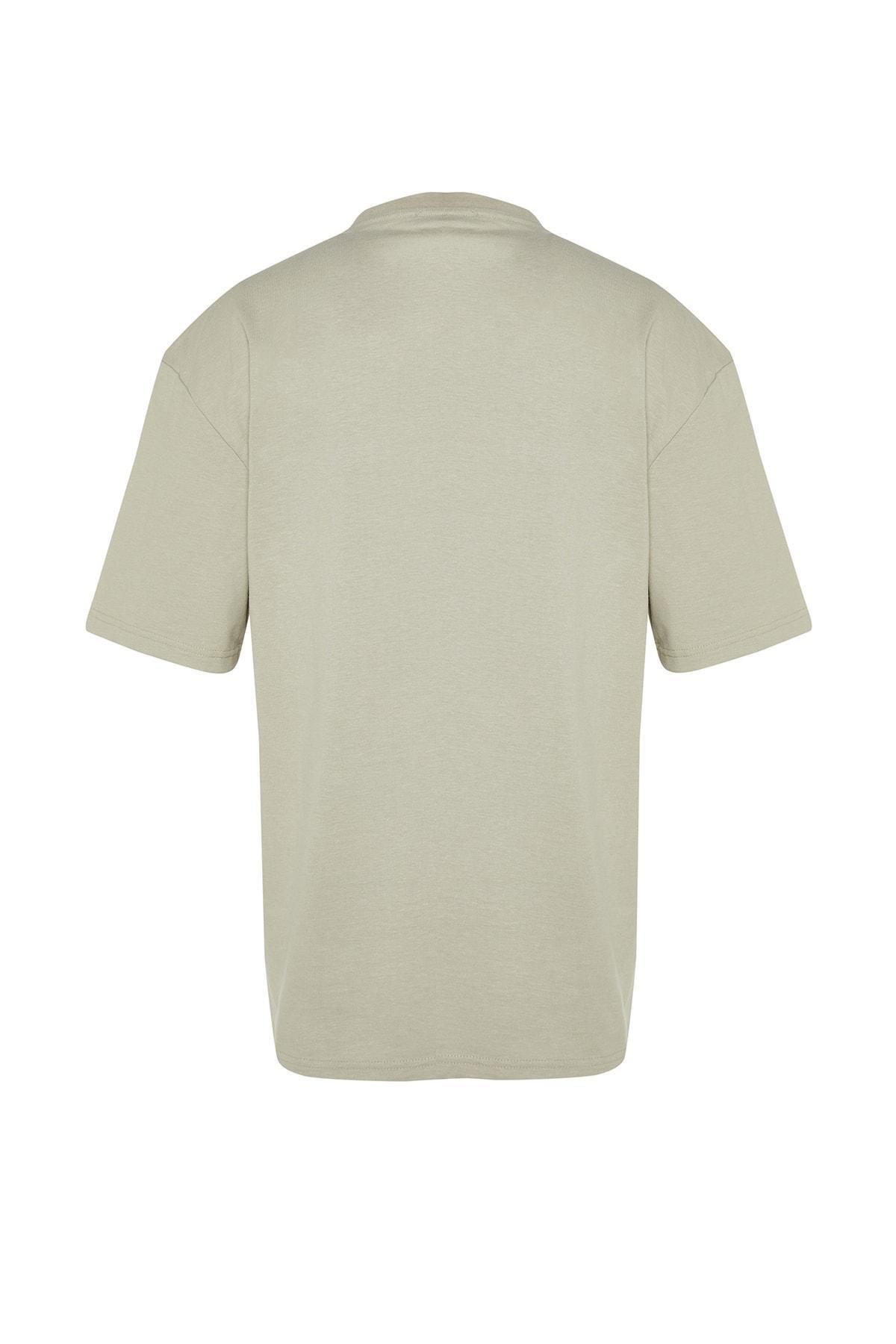 Trendyol - Grey Relaxed Crew Neck T-Shirt