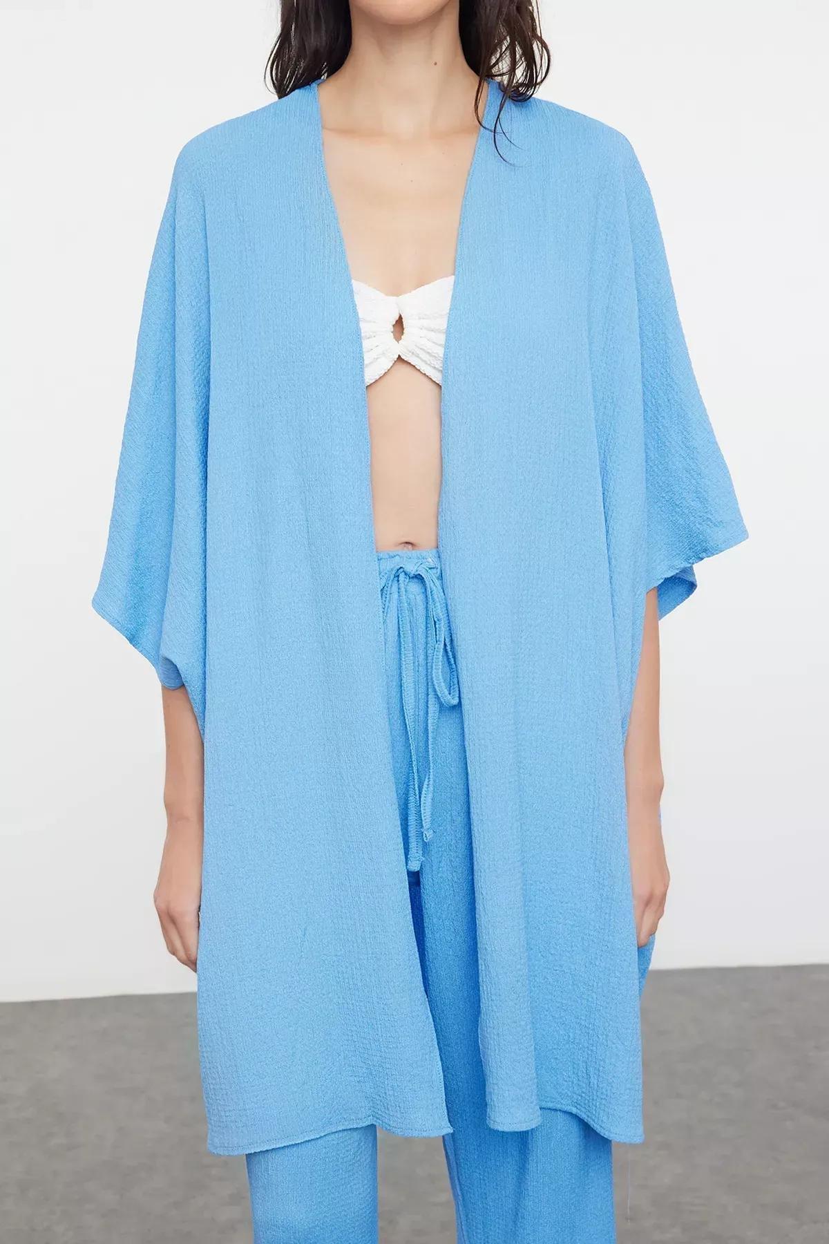 Blue crepe Kimono Trouser Set, C101_4632, medium