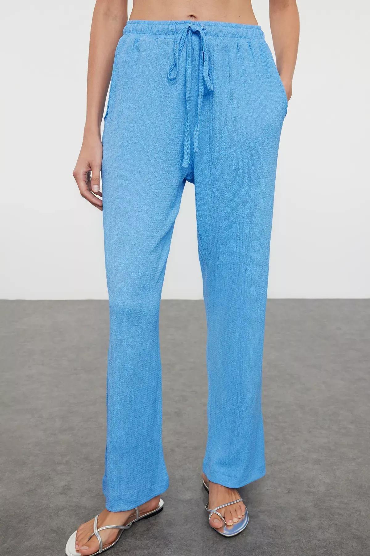 Blue crepe Kimono Trouser Set, C101_4632, large image number 3