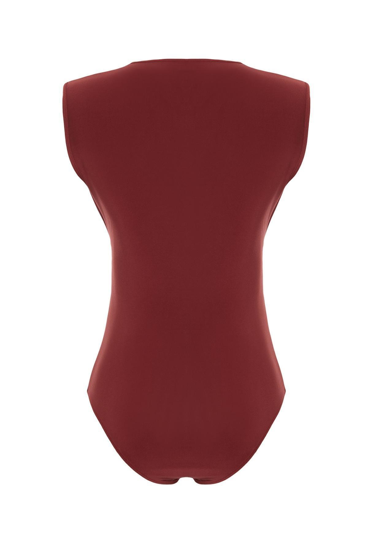V-Neck Elastic Knitted Bodysuit, , large image number 5
