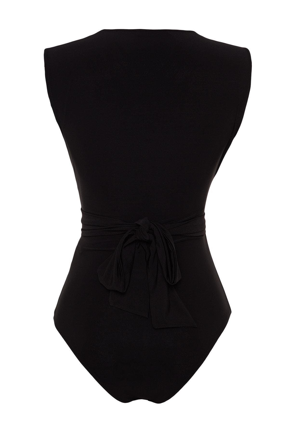 Trendyol - Black V-Neck Slim Bodysuit