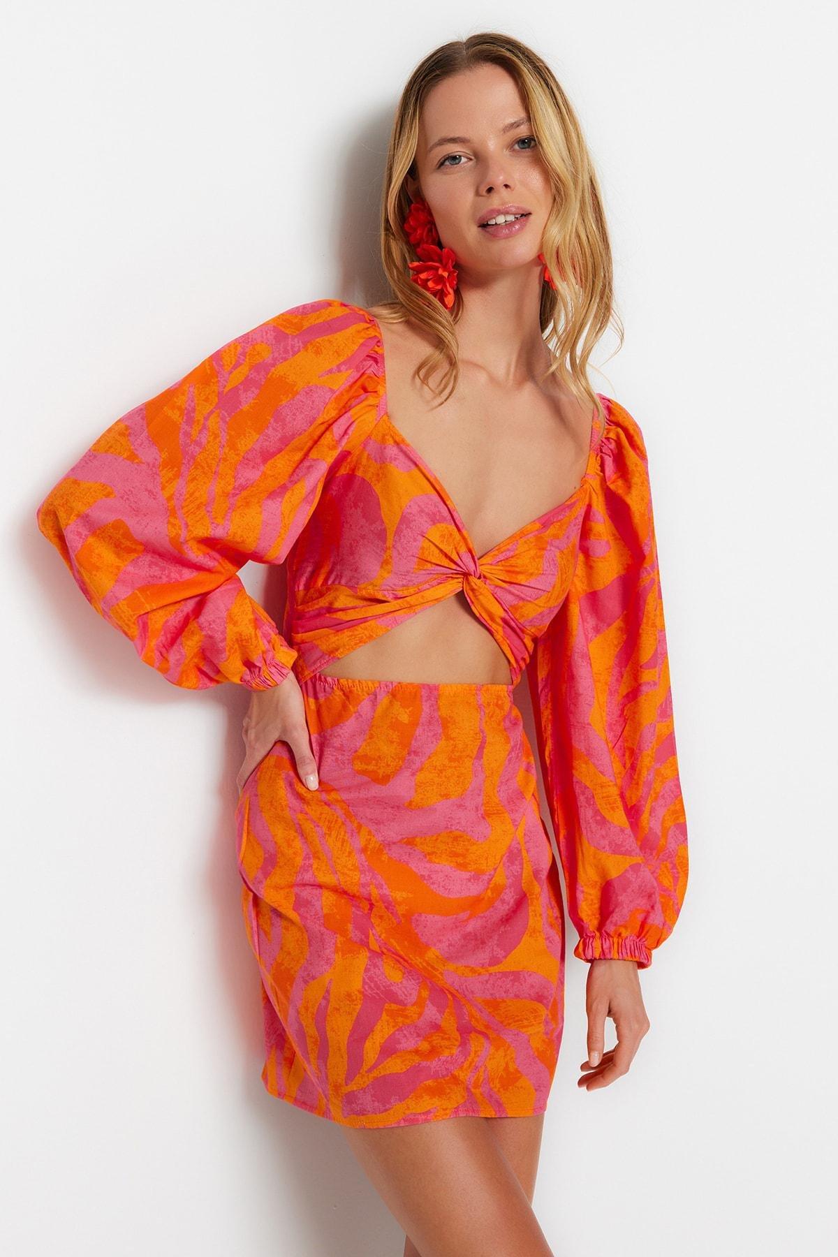 Multicolour Colour block Sweetheart Neckline Dress, , large image number 4