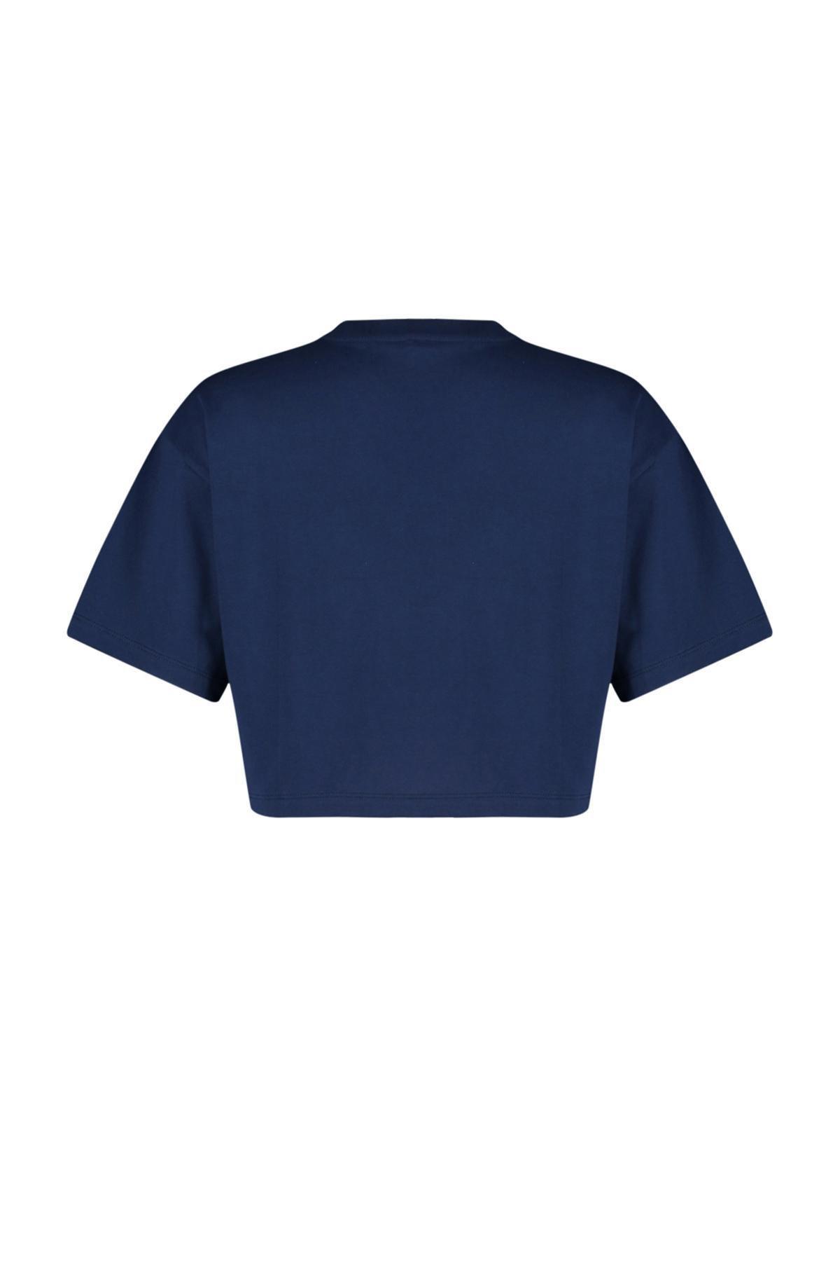 Navy Crew Neck Embroidered Knitted T-Shirt, , large image number 6