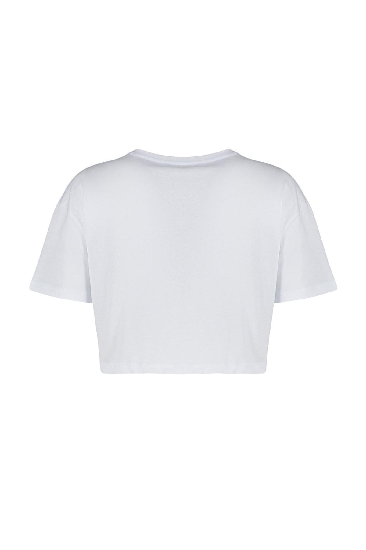 White Printed Crew Neck T-Shirt, , large image number 7
