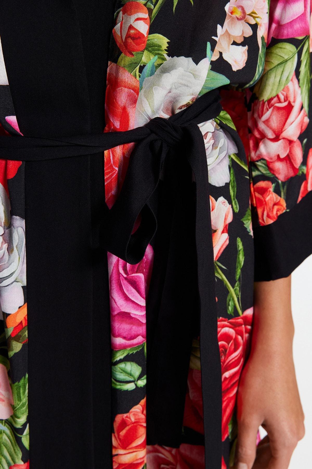 Black Shawl Collar Kimono, , large image number 4