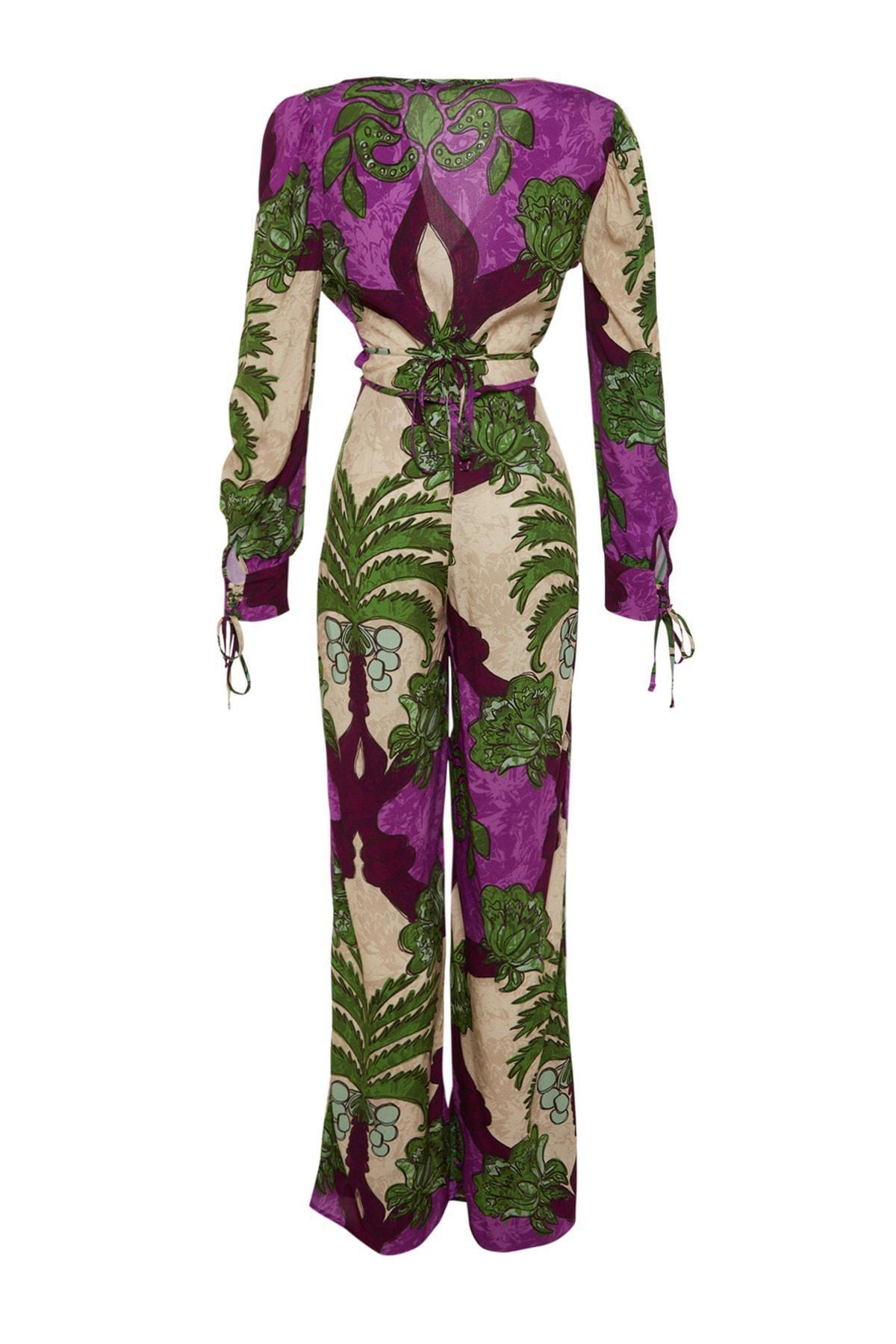 Multicolour Tropical V-Neck Co-Ord Set, , large image number 7
