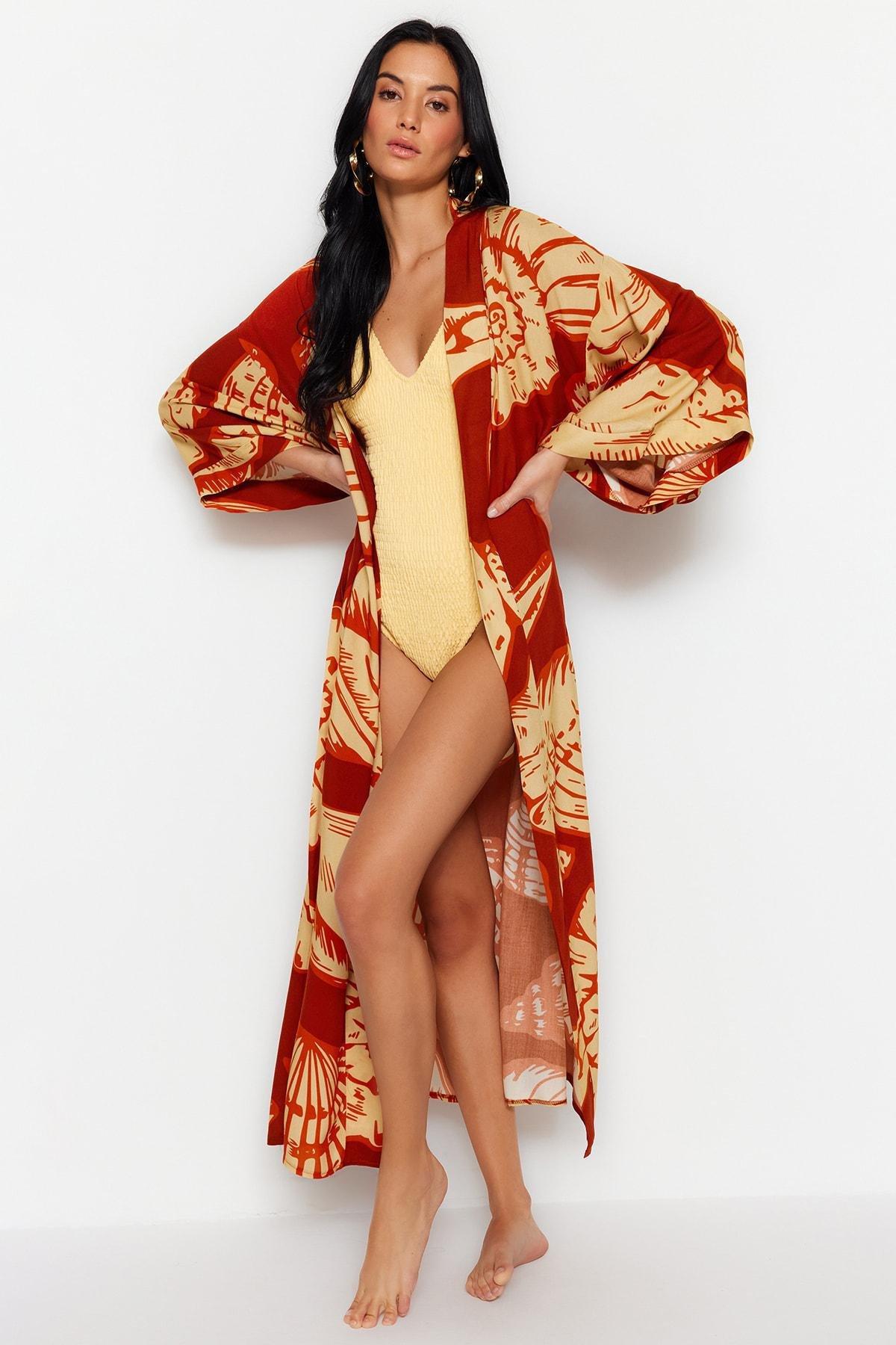 Multicolour Textured V-Neck Kimono, , large image number 0