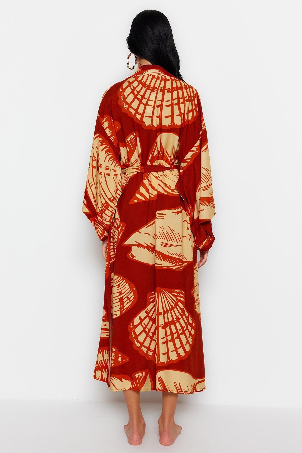 Multicolour Textured V-Neck Kimono, , large image number 4