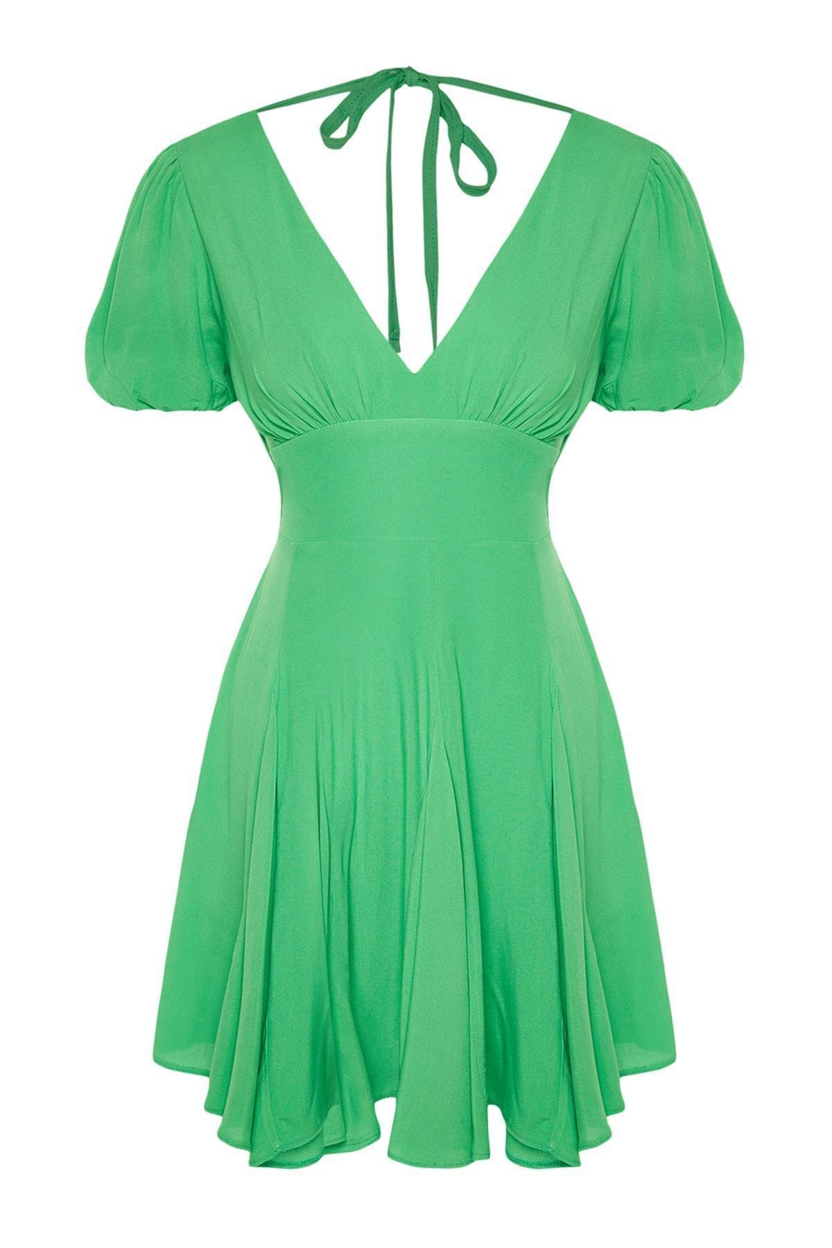 Green Floral Smock Dress, Green, large image number 5