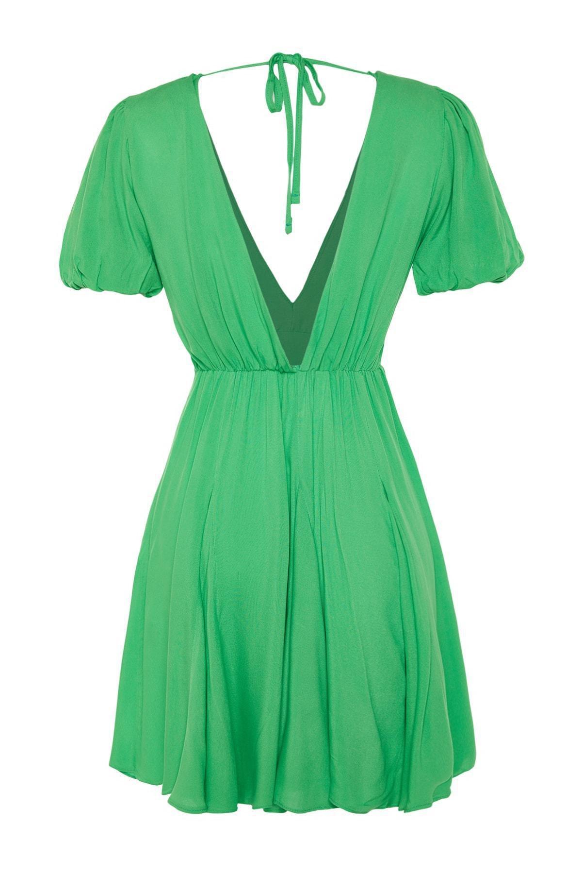 Green Floral Smock Dress, Green, large image number 7