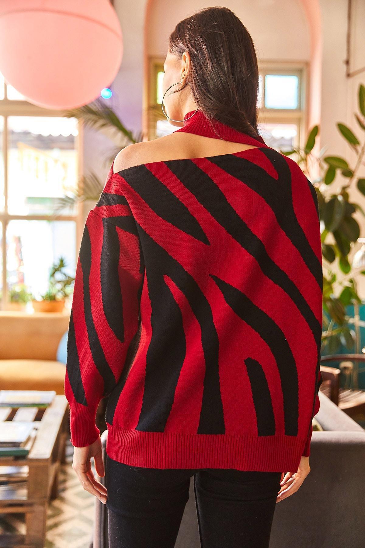 Red Oversized Sweater, Burgundy, large image number 4