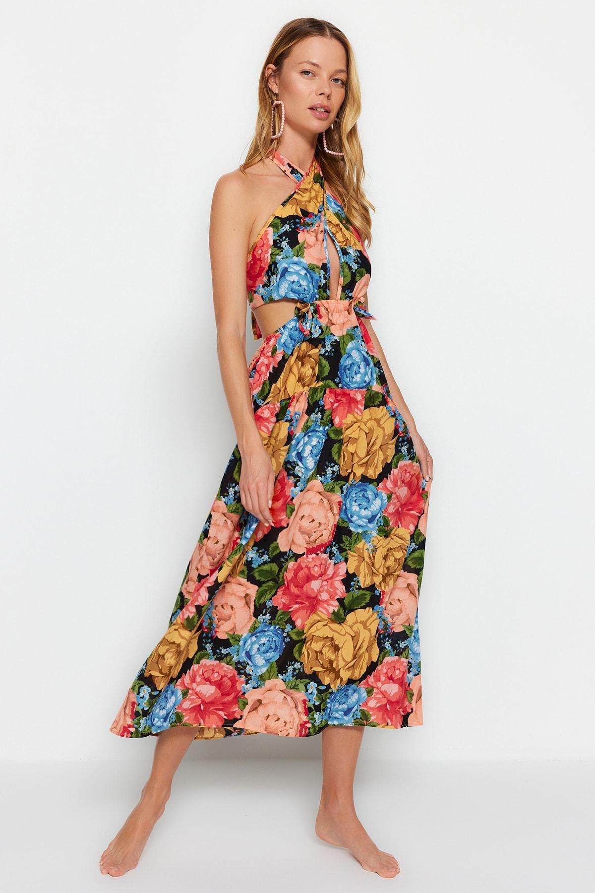 Multicolour Floral Ruffle Hem Dress, Very colorful, large image number 0