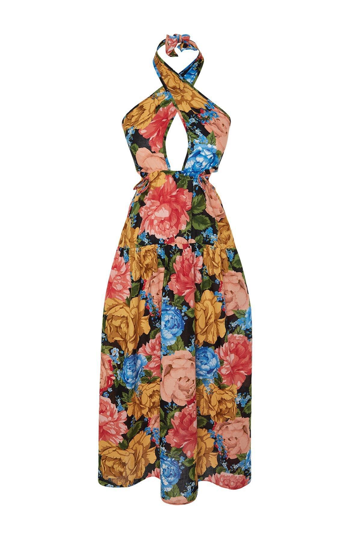 Multicolour Floral Ruffle Hem Dress, Very colorful, large image number 5
