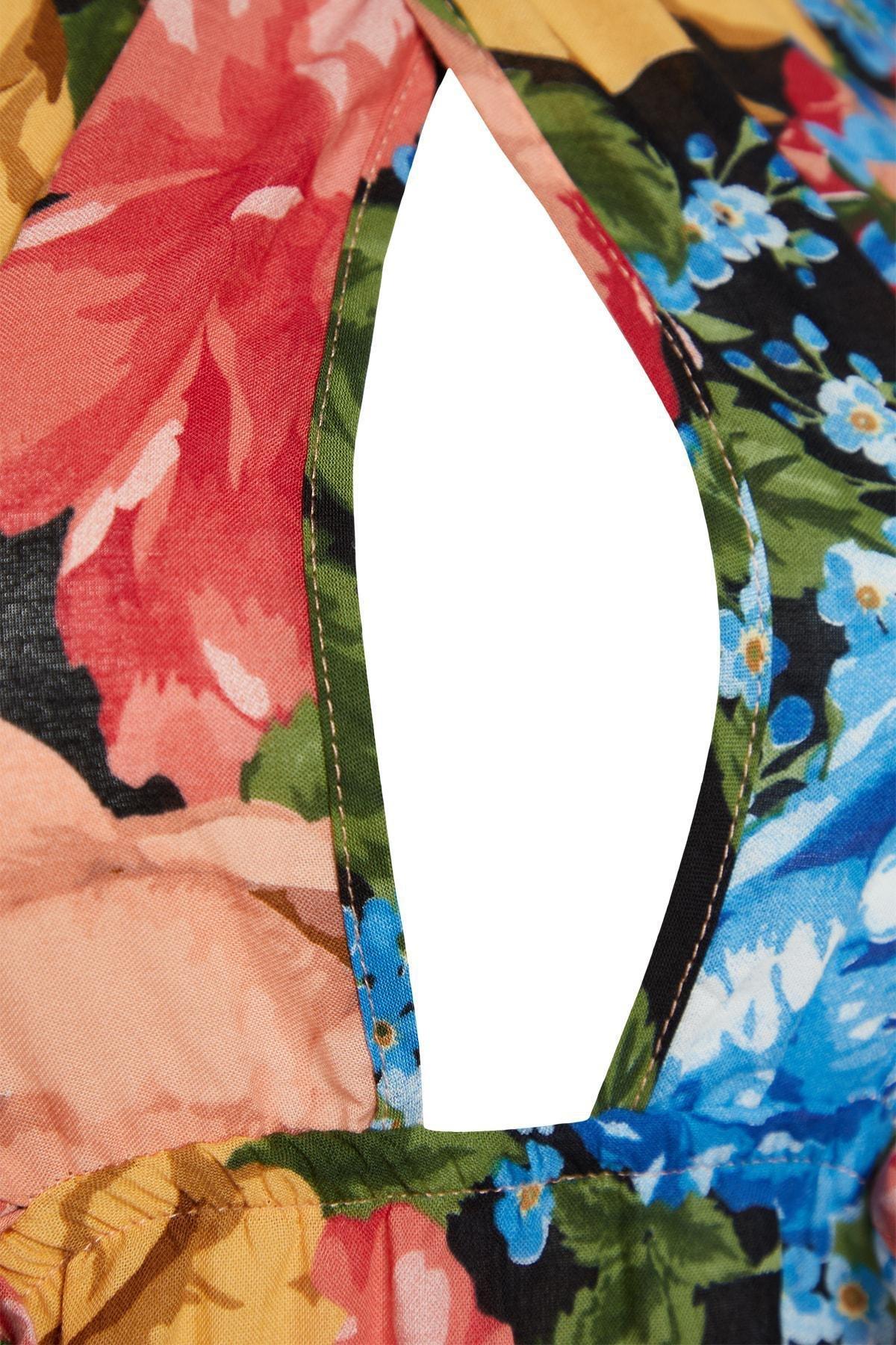 Multicolour Floral Ruffle Hem Dress, Very colorful, large image number 6