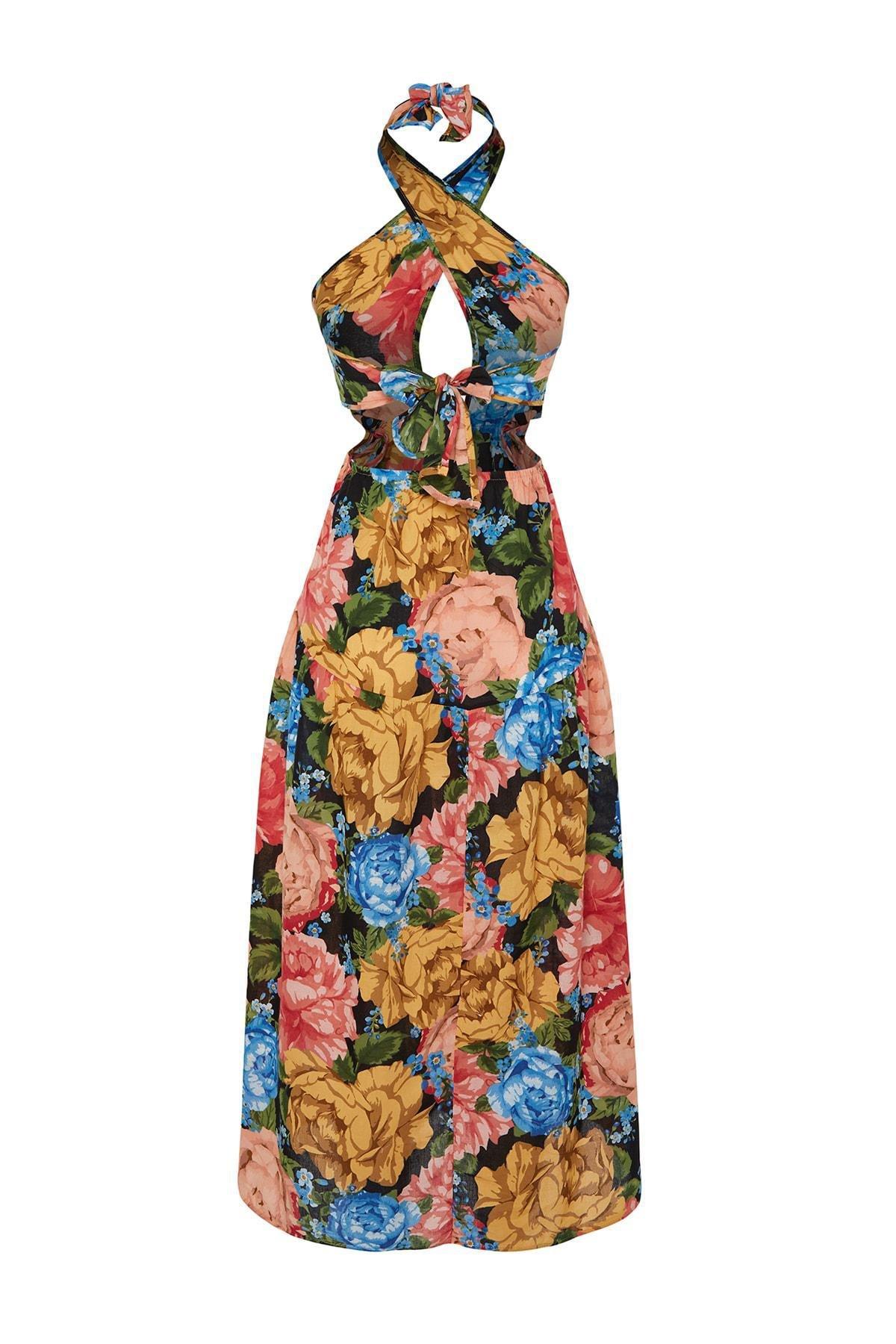 Multicolour Floral Ruffle Hem Dress, Very colorful, large image number 7