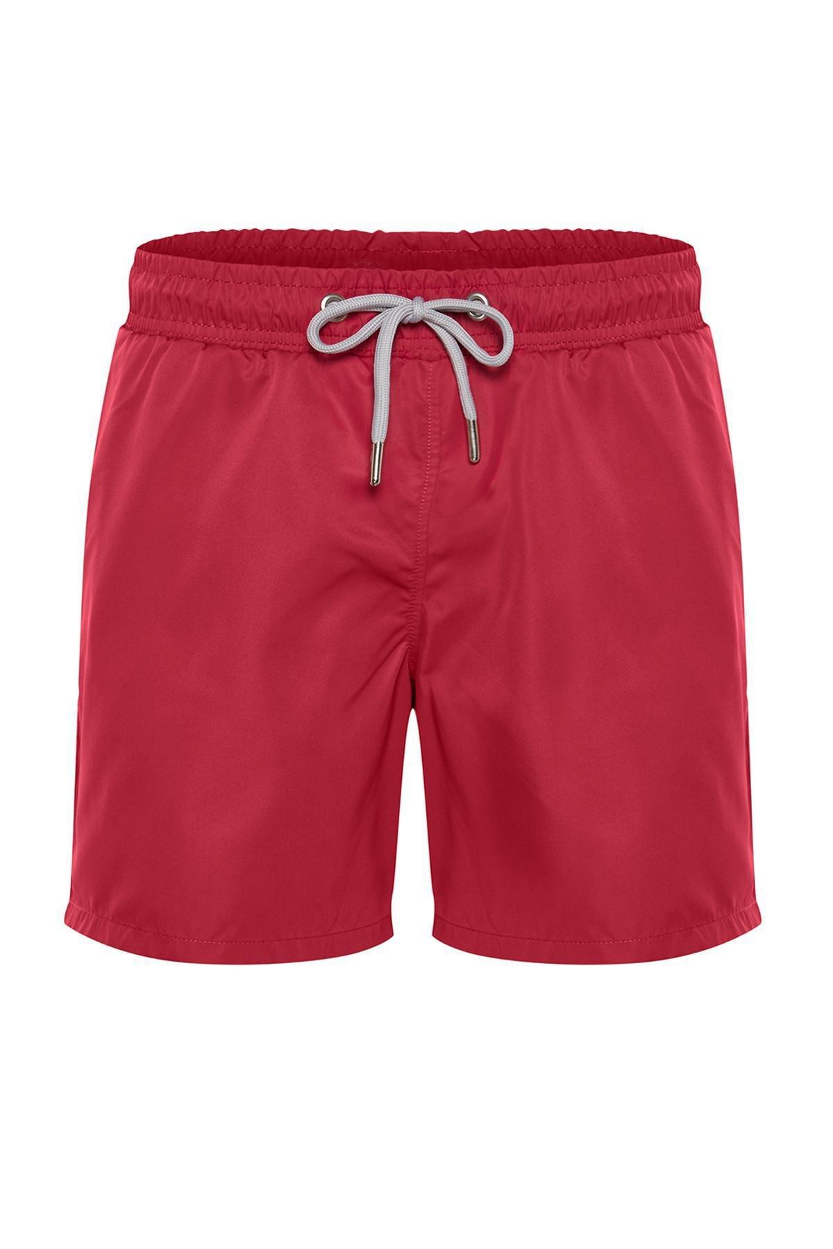 Red Plain Swim Shorts, , large image number 0