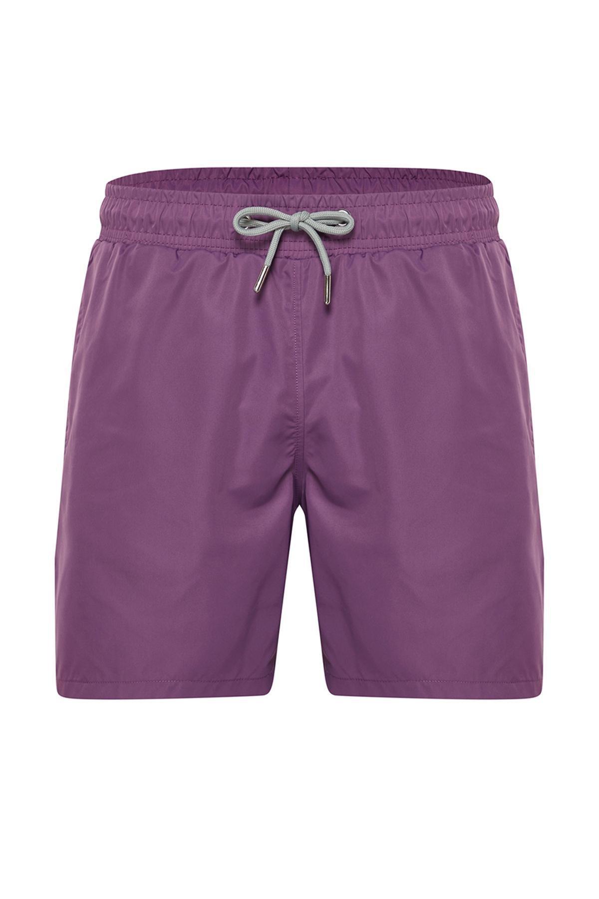 Purple Plain Swim Shorts, Dark purple, large image number 0