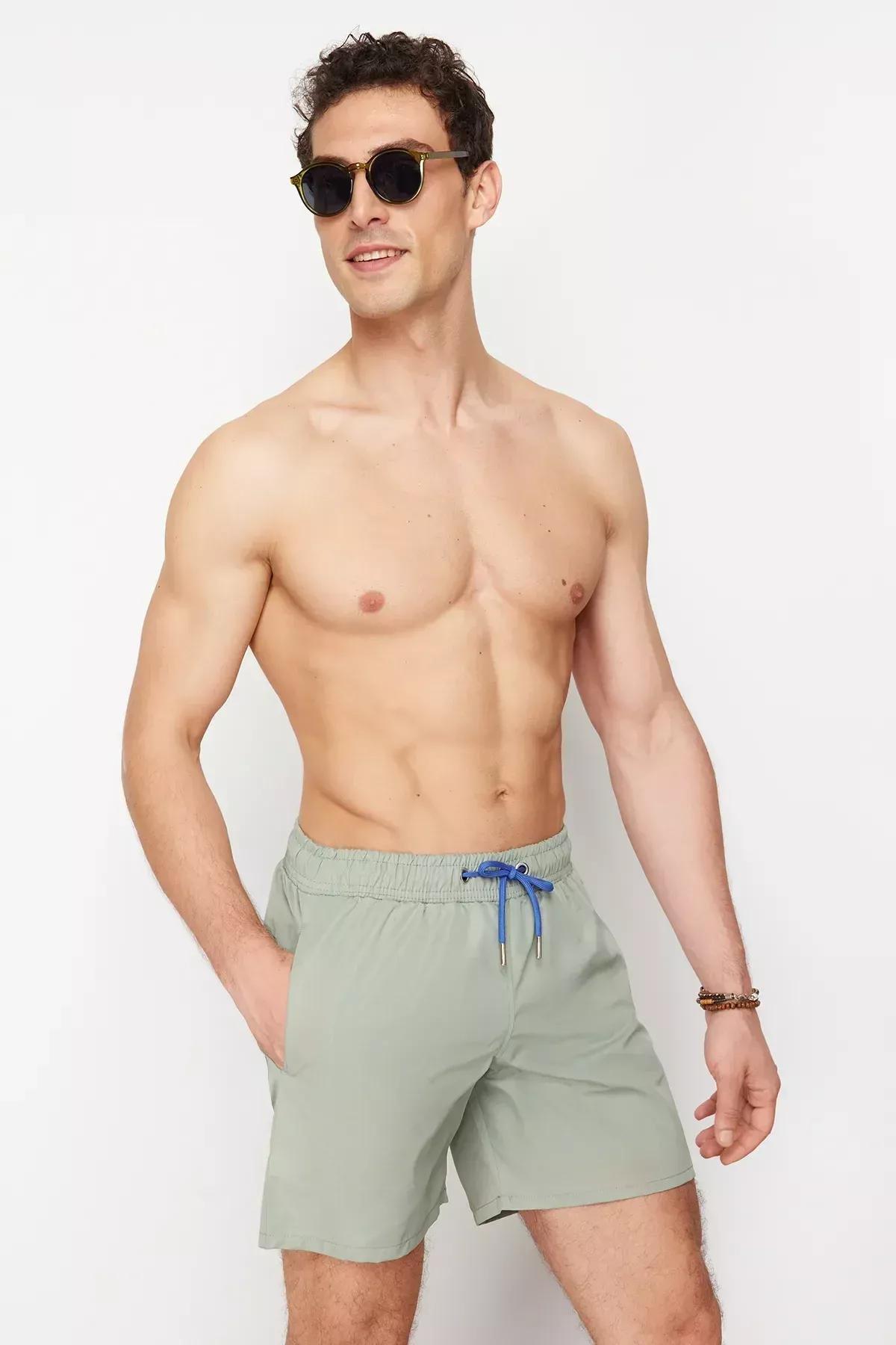 Grey Plain Swimwear Shorts, , large image number 0