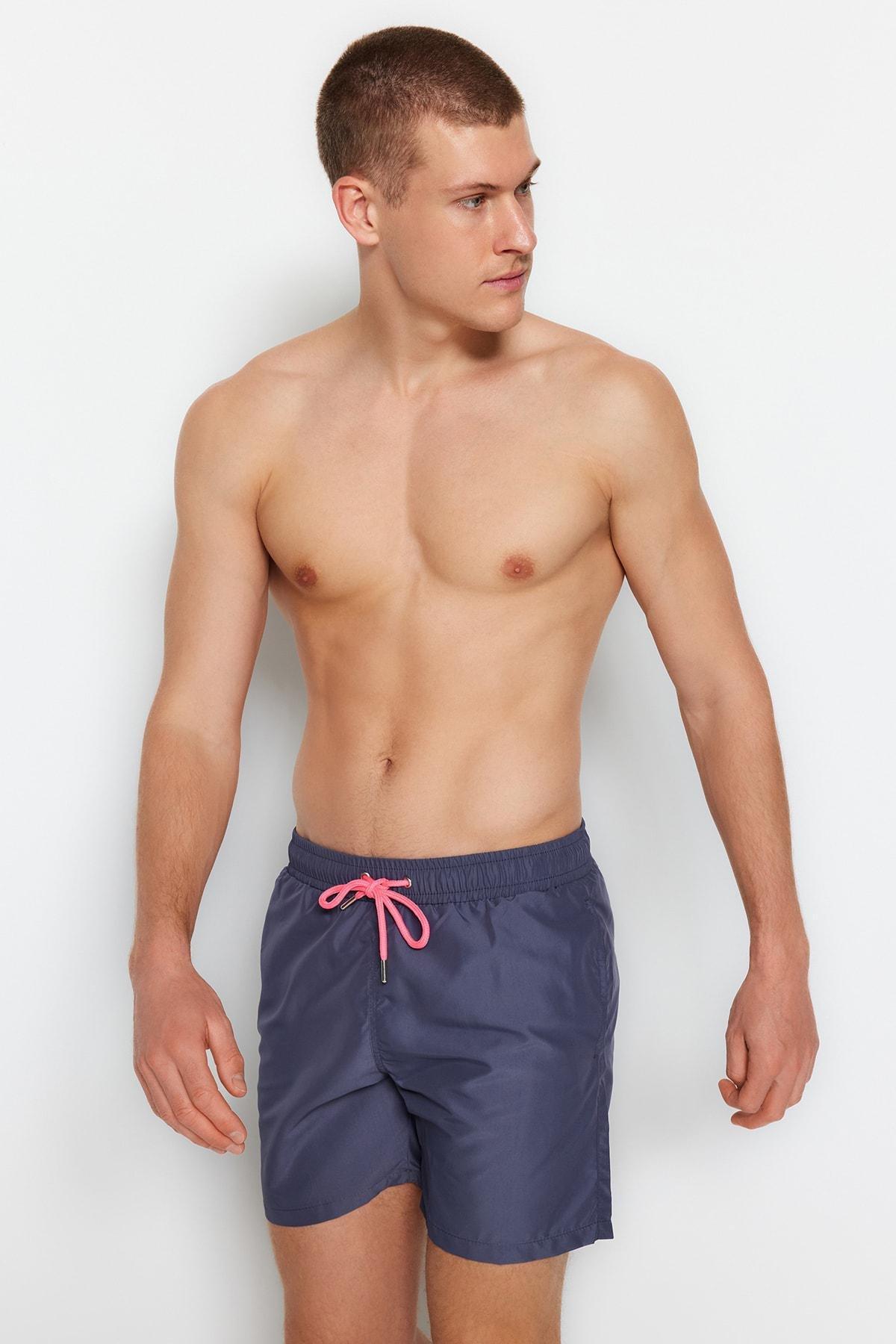 Grey Plain Swim Shorts, , large image number 1