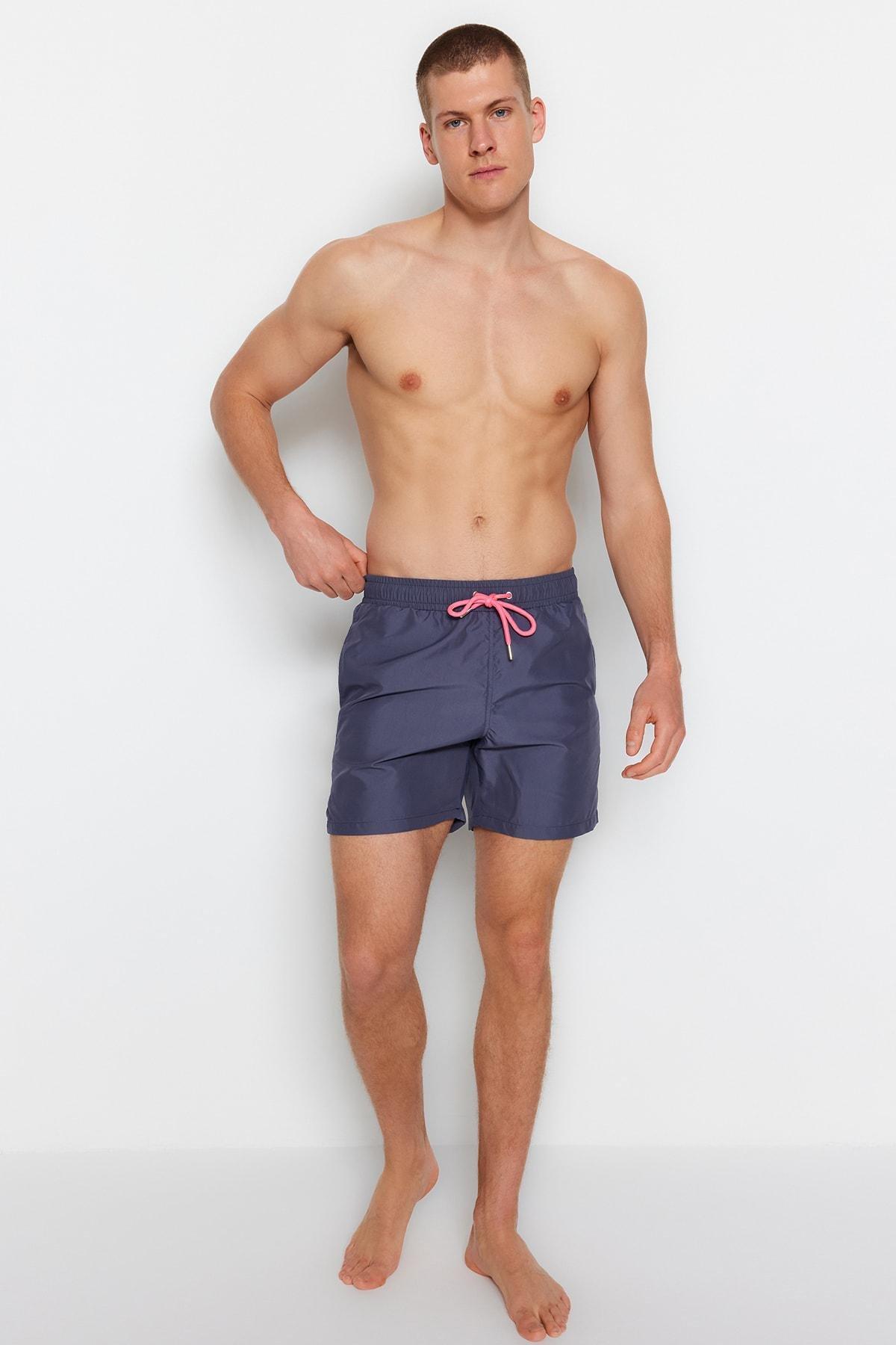 Grey Plain Swim Shorts, Gray, large image number 3