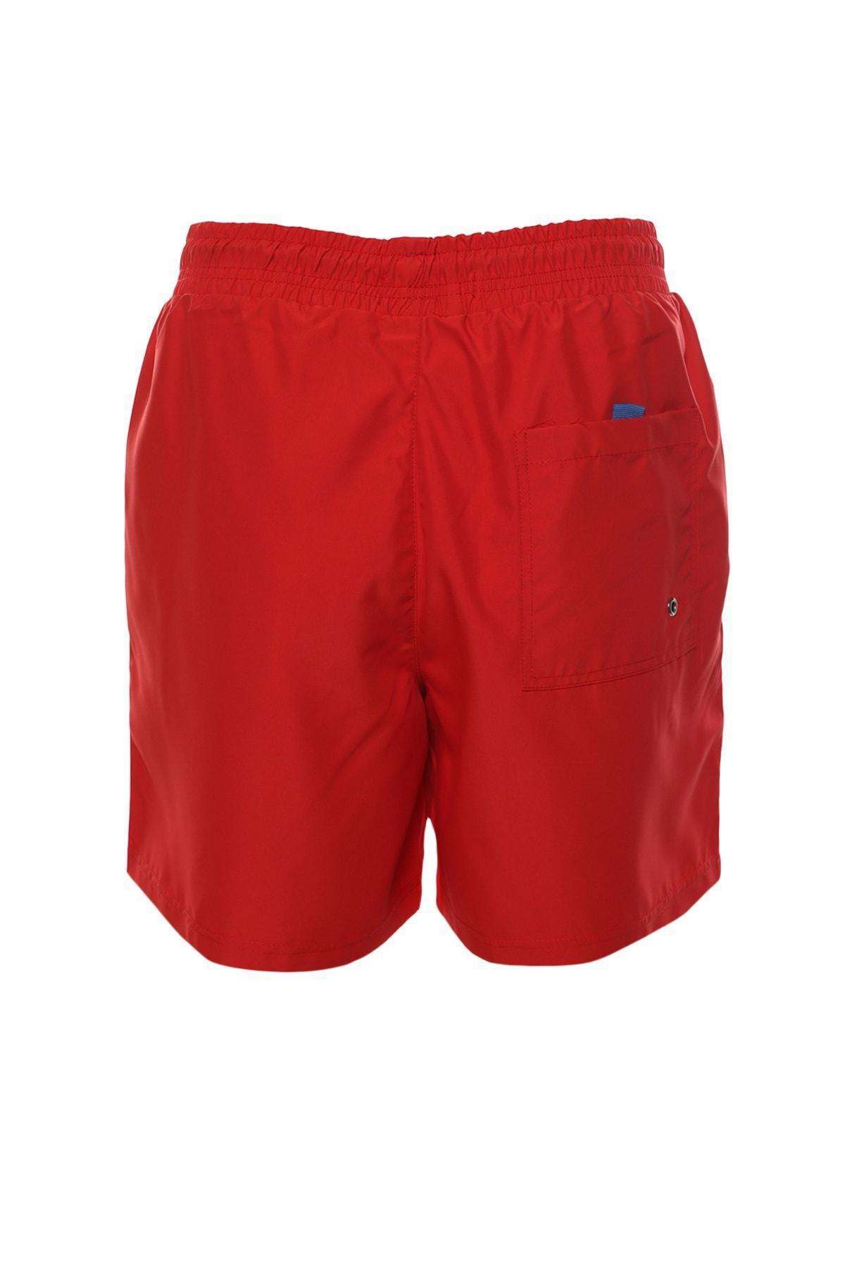 Red Plain Mid Waist Swim Shorts, , large image number 10