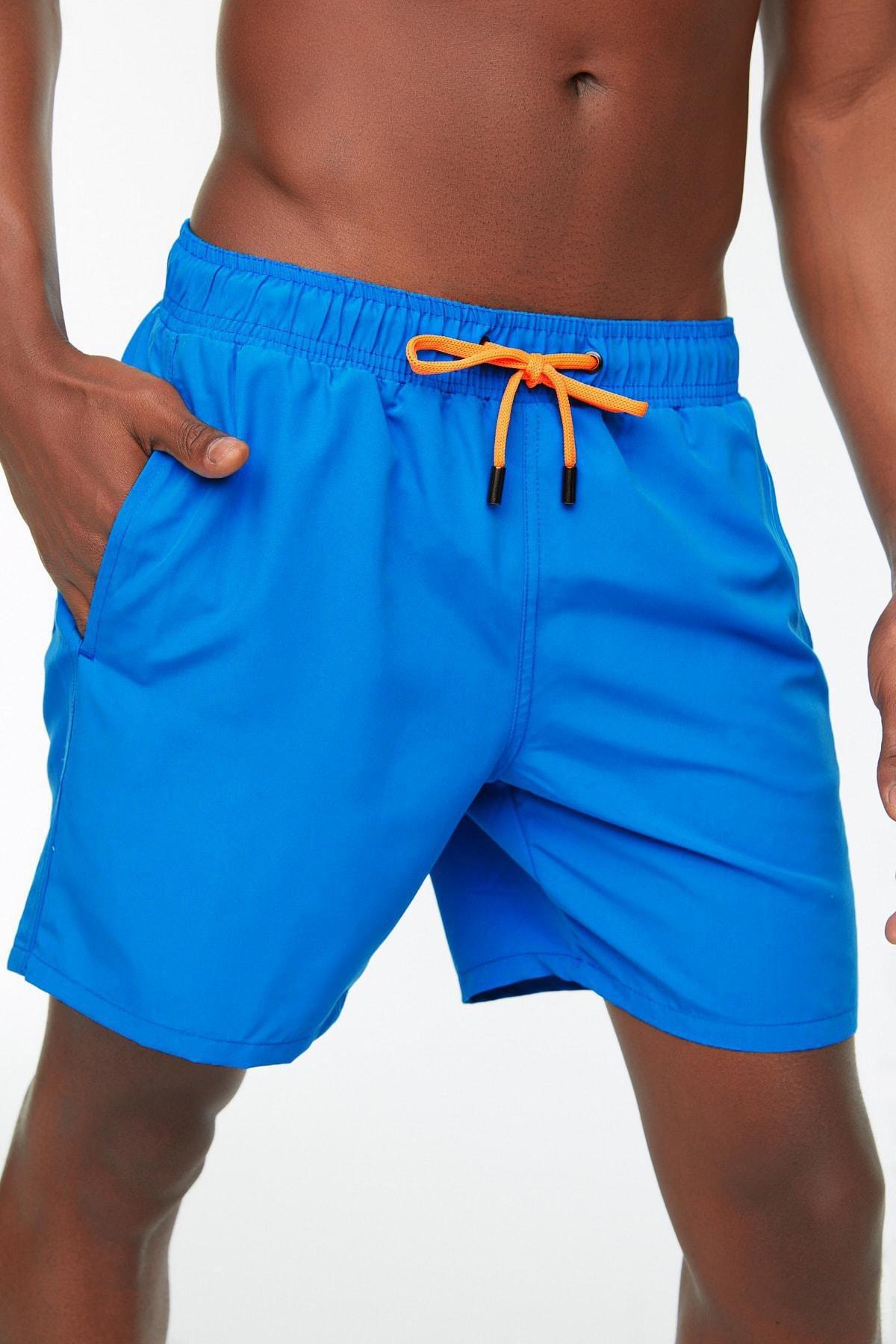 Blue Basic Standard Size Beach Shorts, , large image number 3