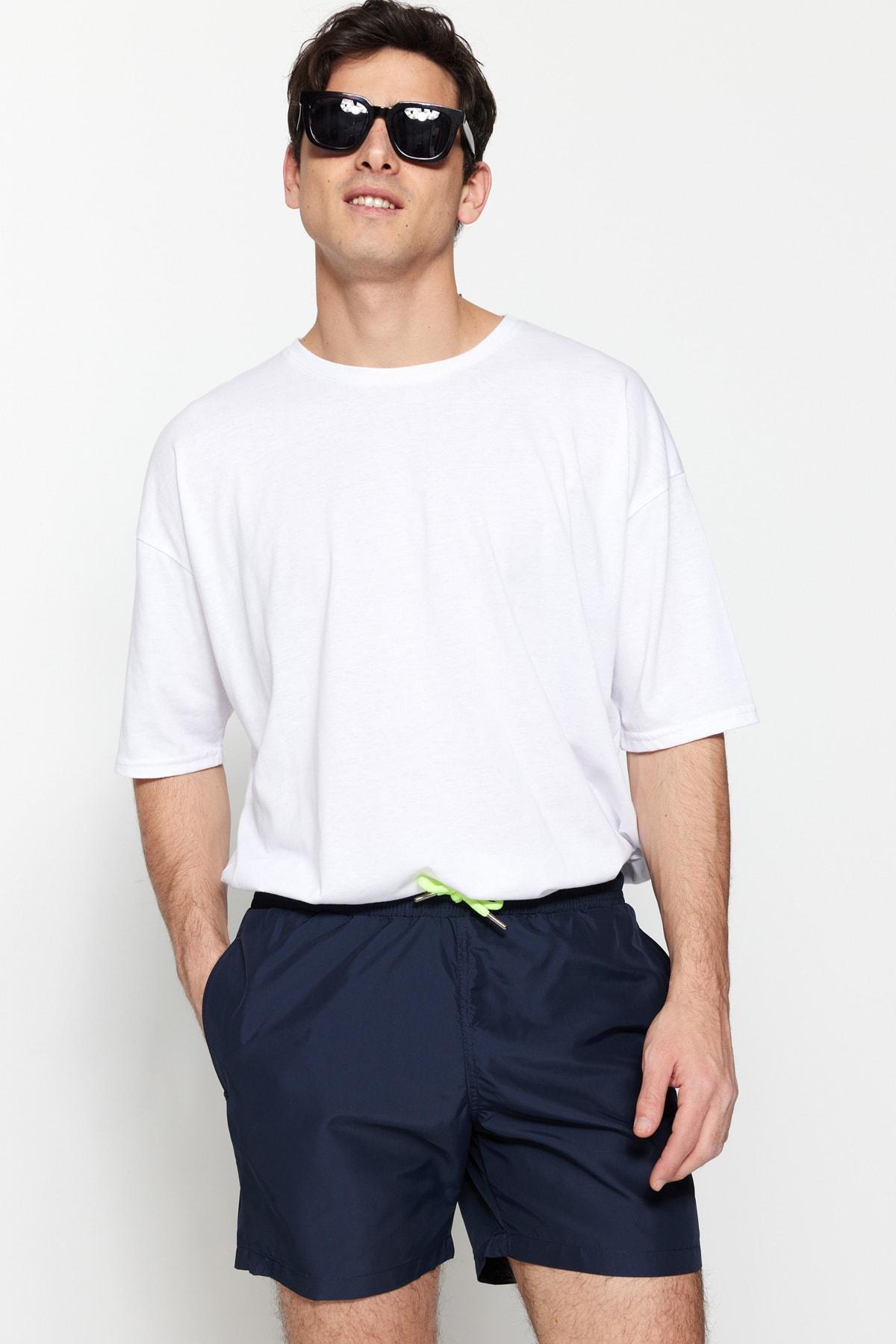 Blue Basic Standard Size Beach Shorts, , large image number 7