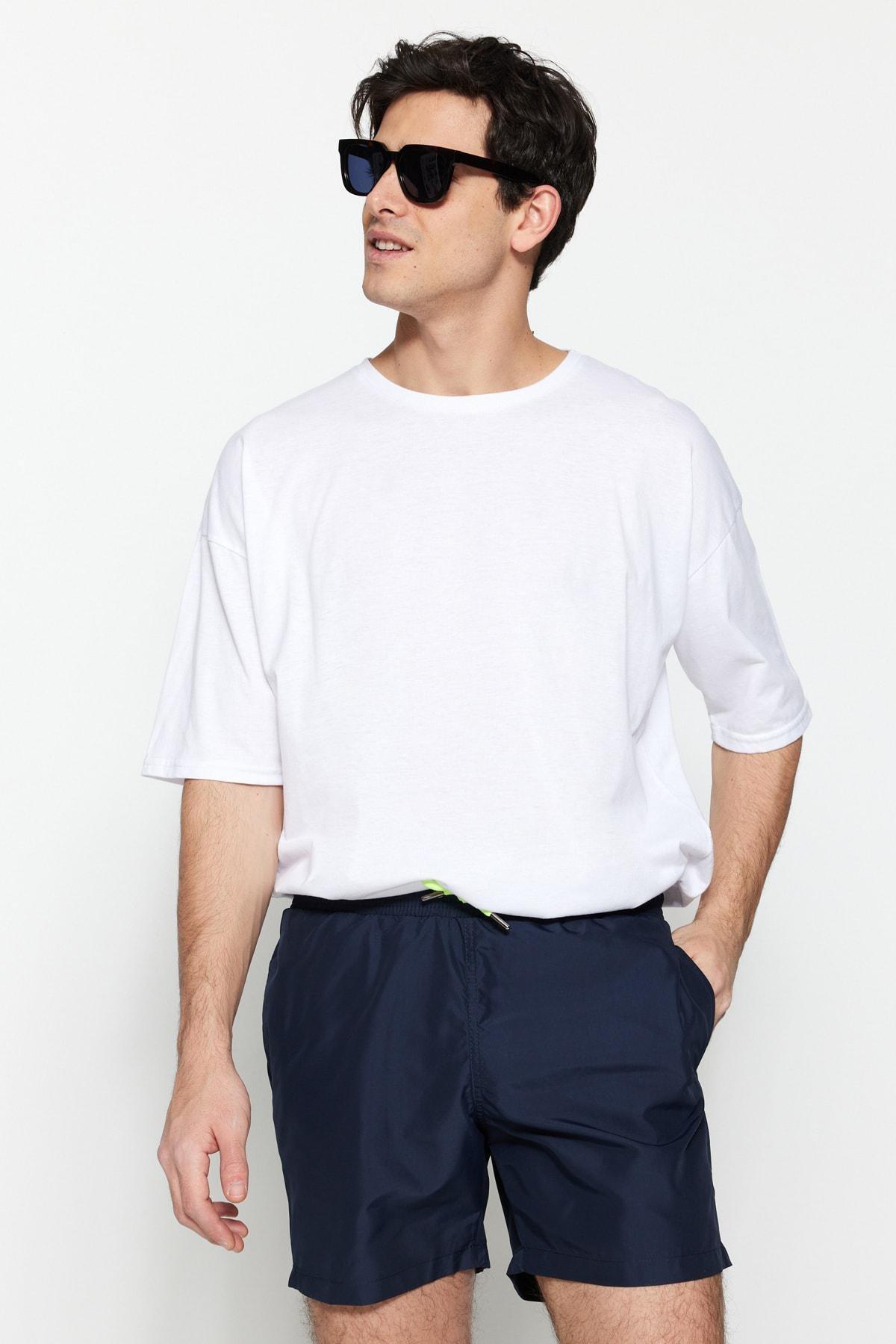 Blue Basic Standard Size Beach Shorts, , large image number 8