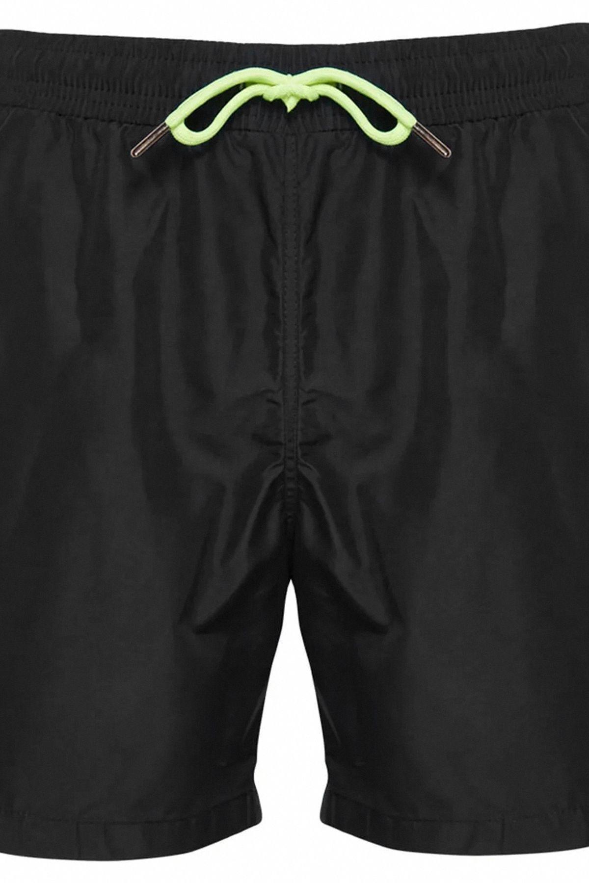 Black Mid Waist Swim Shorts, , large image number 6