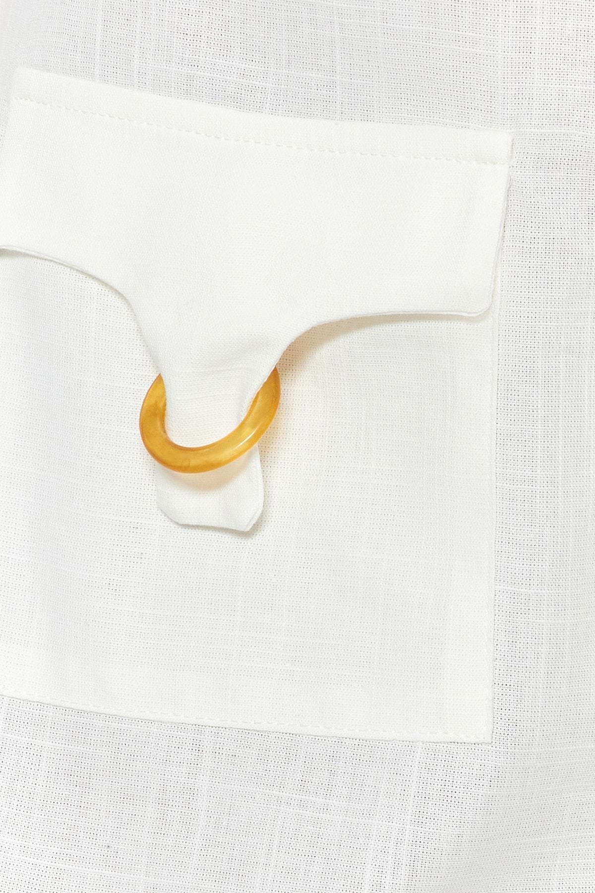 White High Waist Straight Shorts, , large image number 3