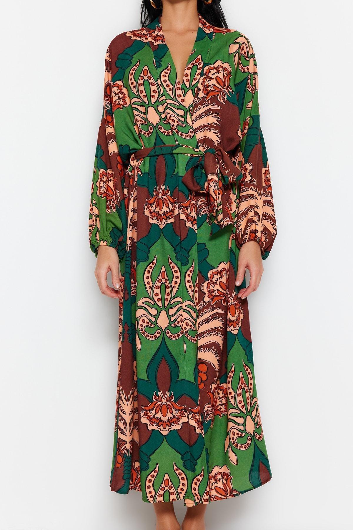 Patterned Collar Kimono, , large image number 3