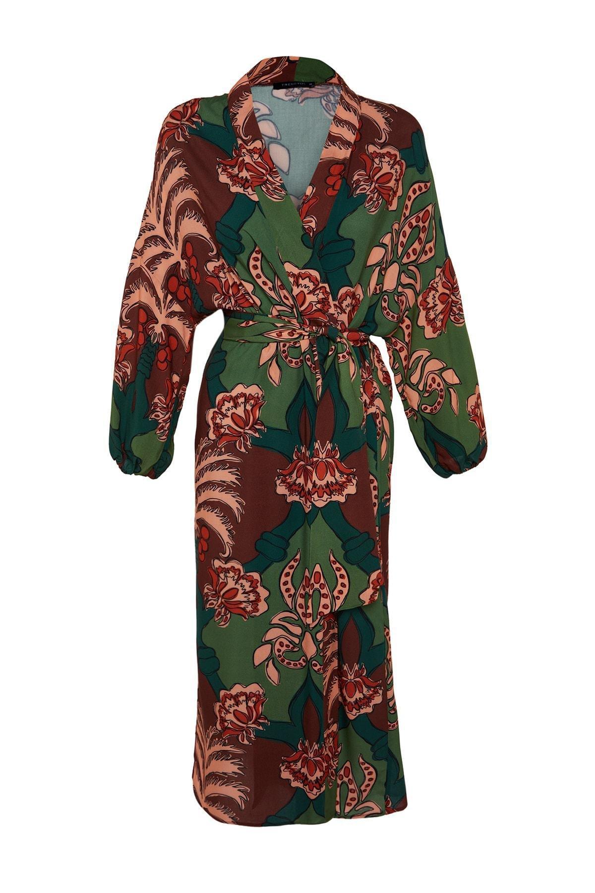 Patterned Collar Kimono, , large image number 5