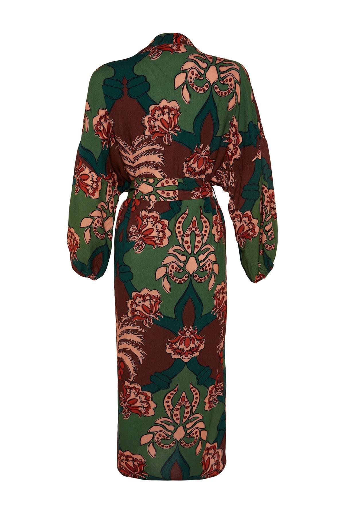 Patterned Collar Kimono, , large image number 7