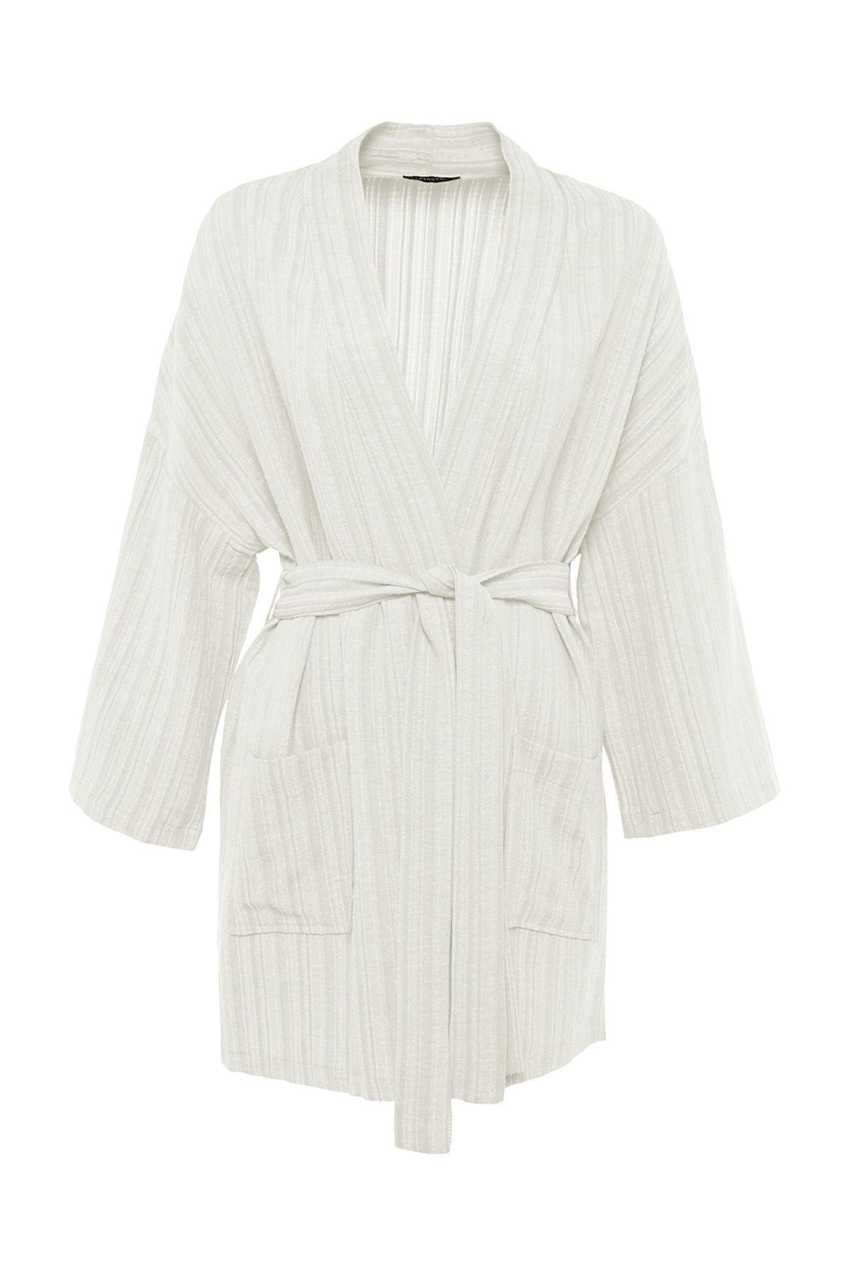 Trendyol - Cream Shawl Collar Kimono