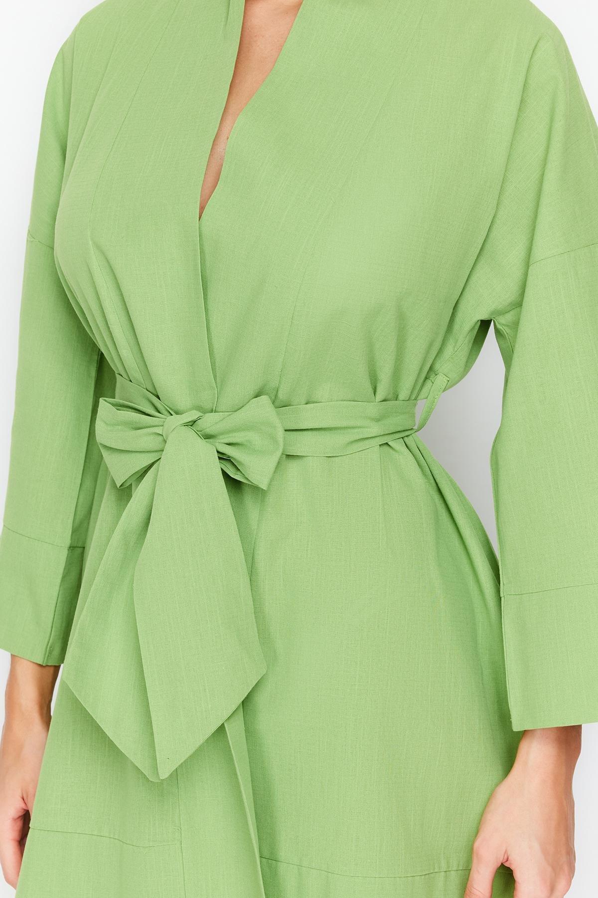 Green Woven Beach Kimono TBESS23KM00080, , large image number 1