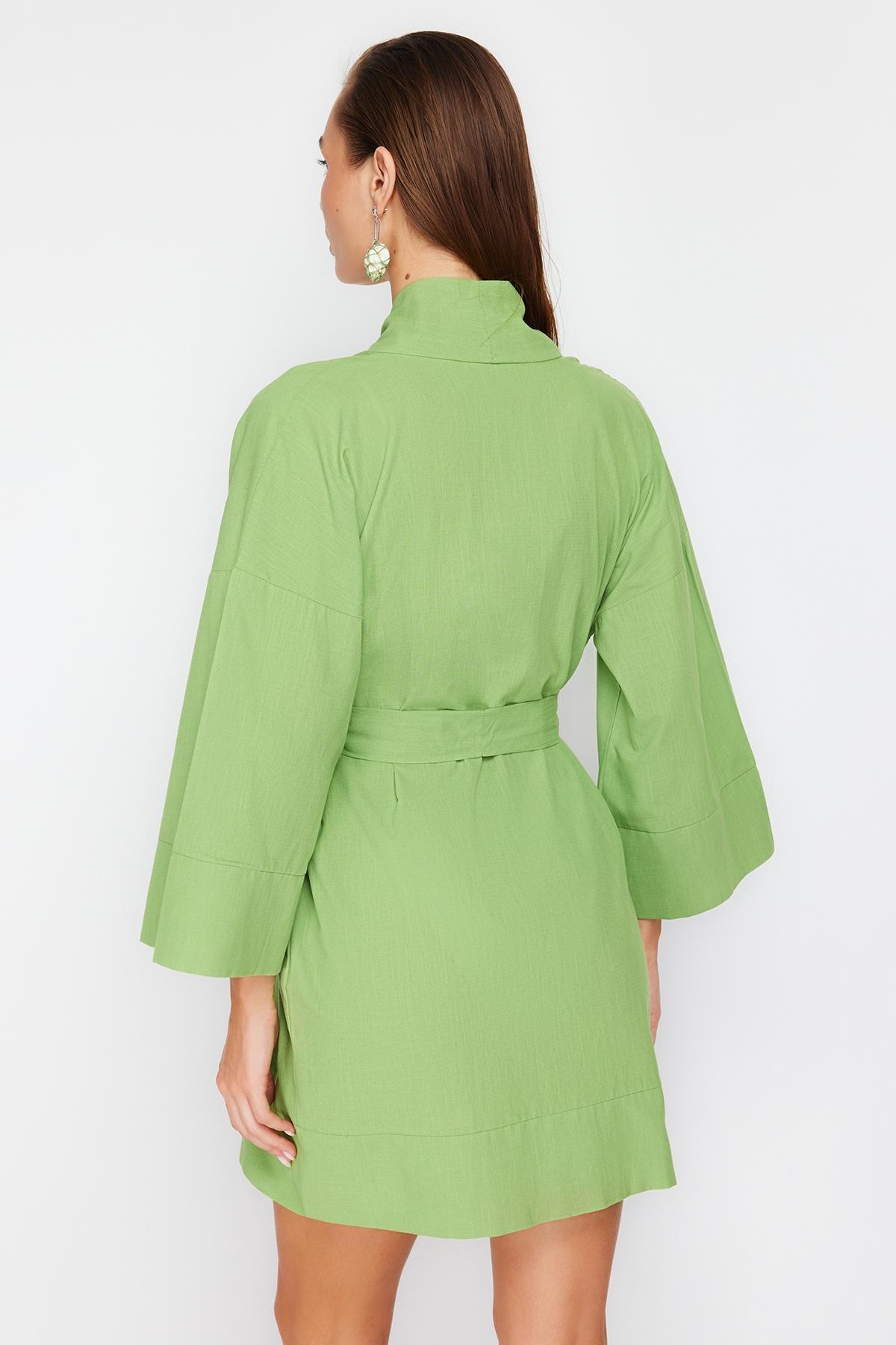 Green Woven Beach Kimono TBESS23KM00080, , large image number 2